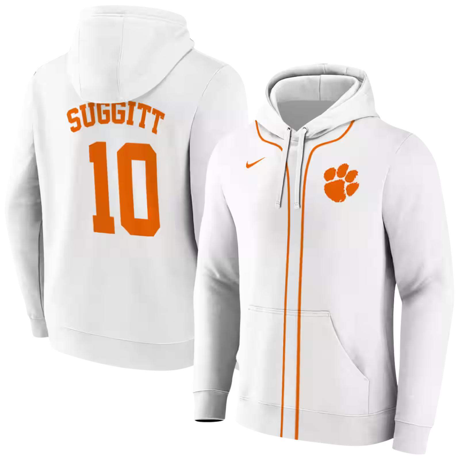 customized clemson tigers sporty stripe white hoodie fashion forward