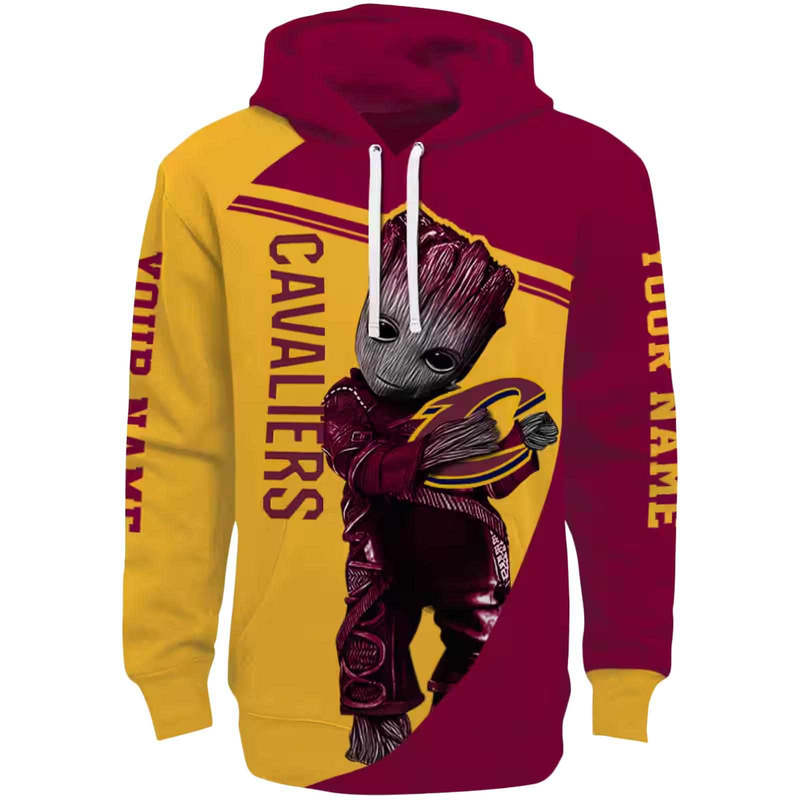 Customized Cleveland Cavaliers Groot Wine Hoodie