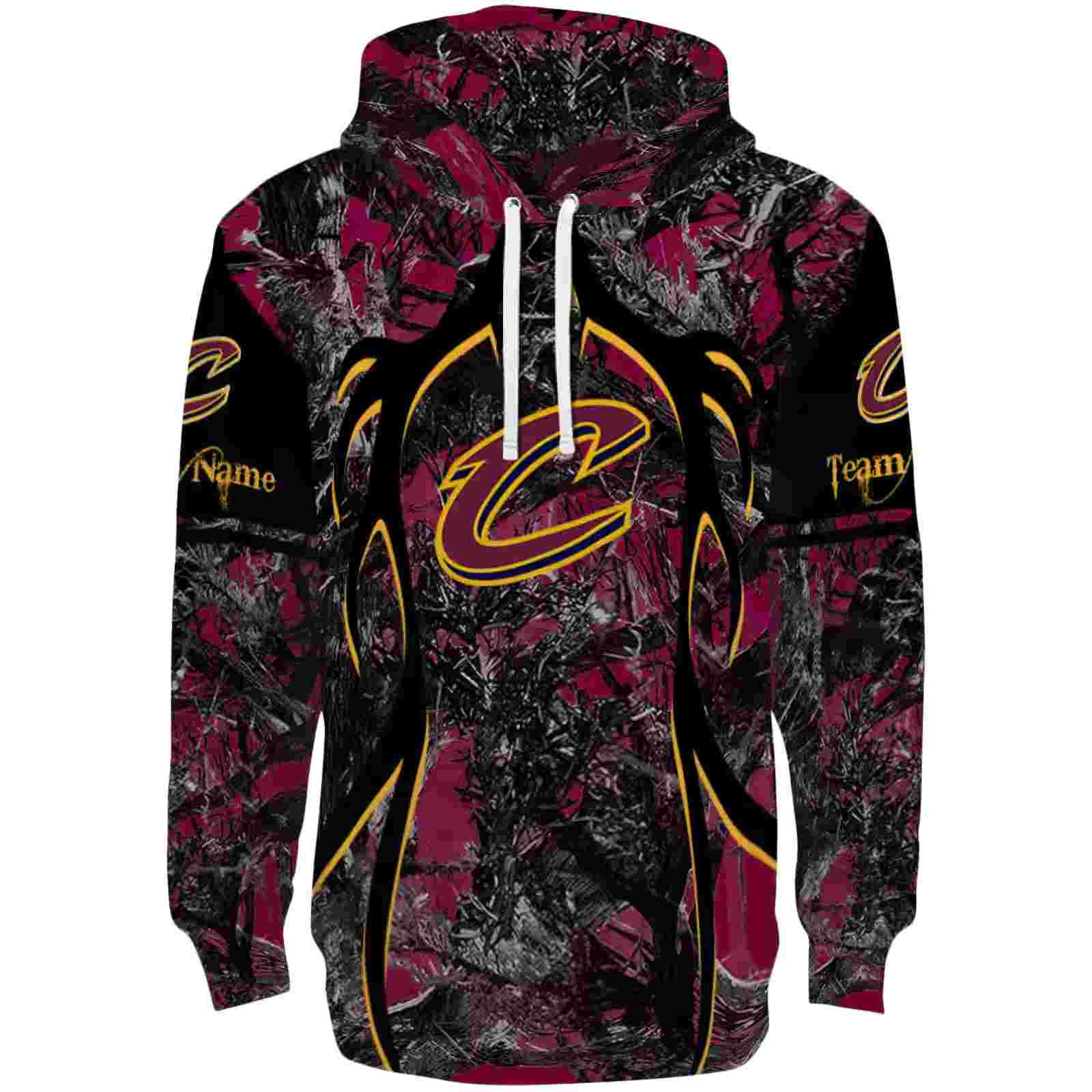 Customized Cleveland Cavaliers Hunting Theme Wine Black Hoodie