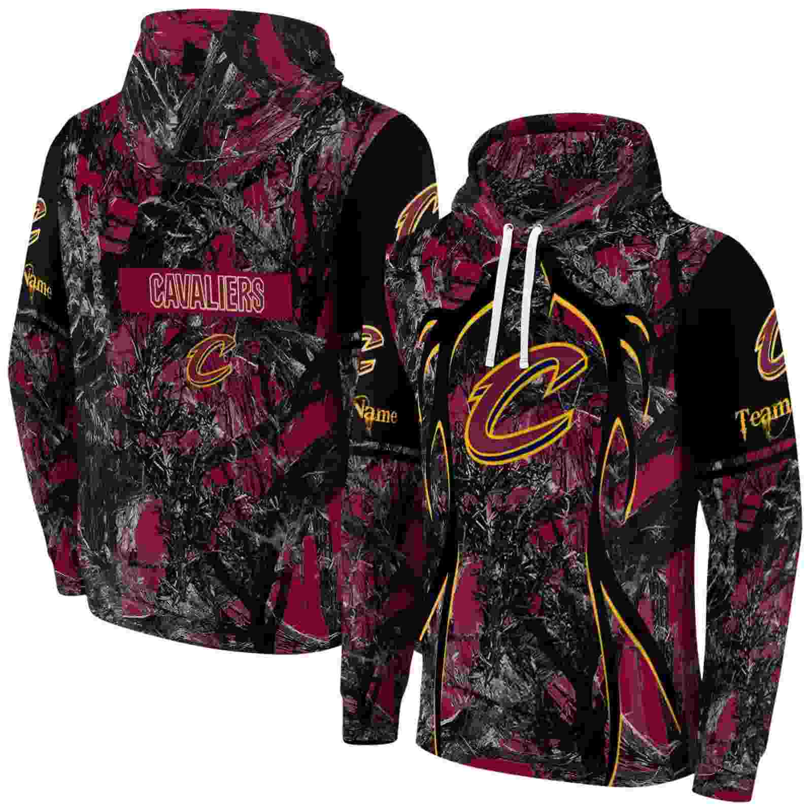 customized cleveland cavaliers hunting theme wine black hoodie fashion forward