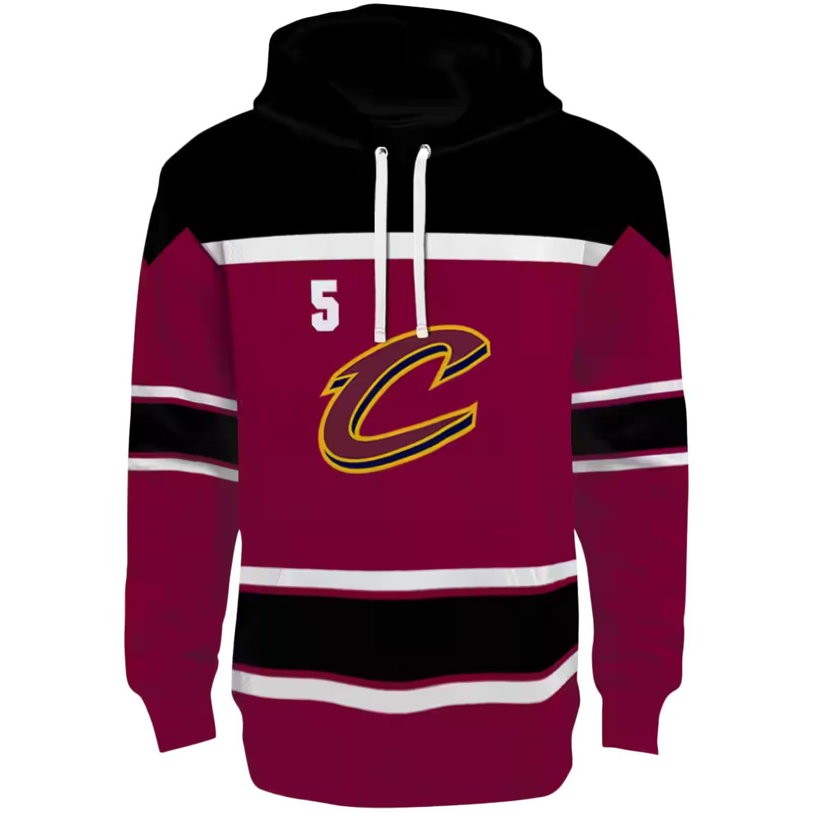 Customized Cleveland Cavaliers Striped Pattern Wine Hoodie