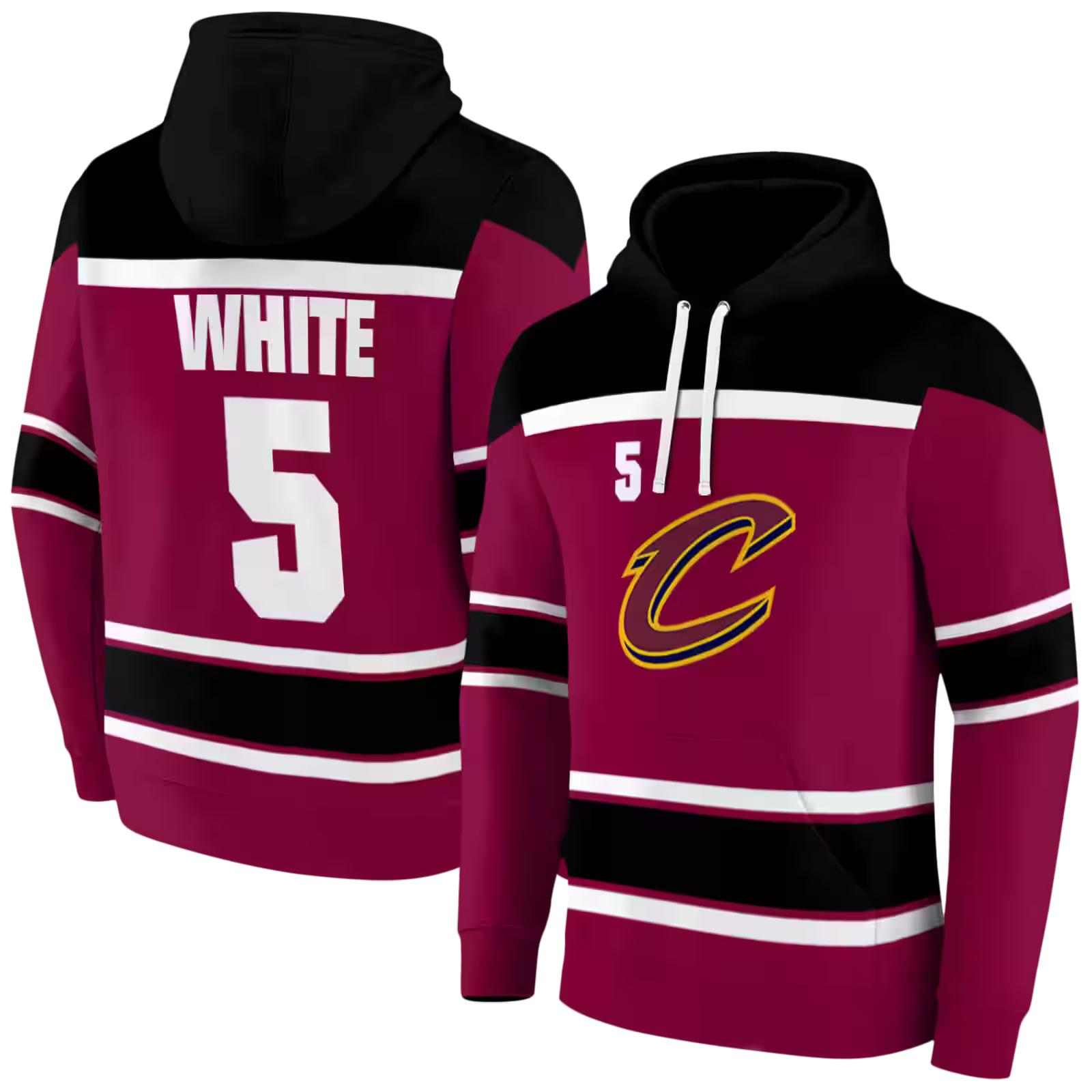 customized cleveland cavaliers striped pattern wine hoodie fashion forward