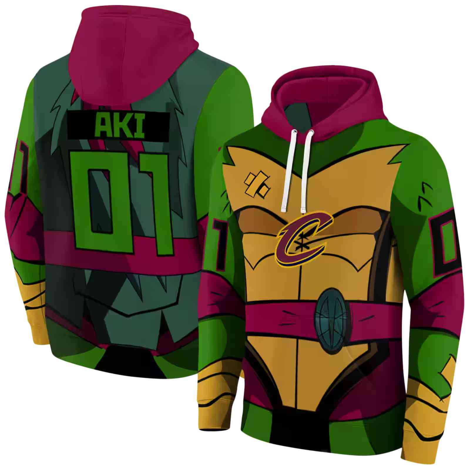 customized cleveland cavaliers superhero armor wine green hoodie fashion forward