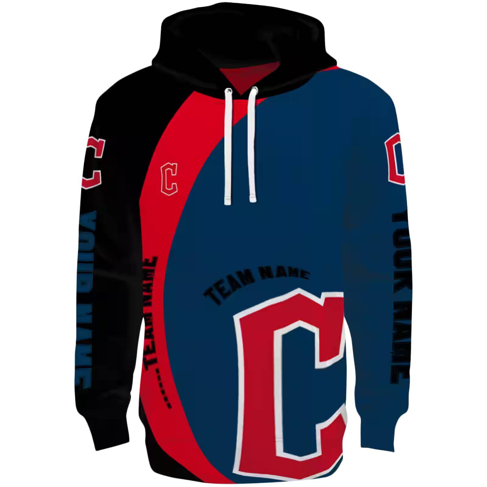 Customized Cleveland Guardians Minimalist Design Navy Blue Black Hoodie