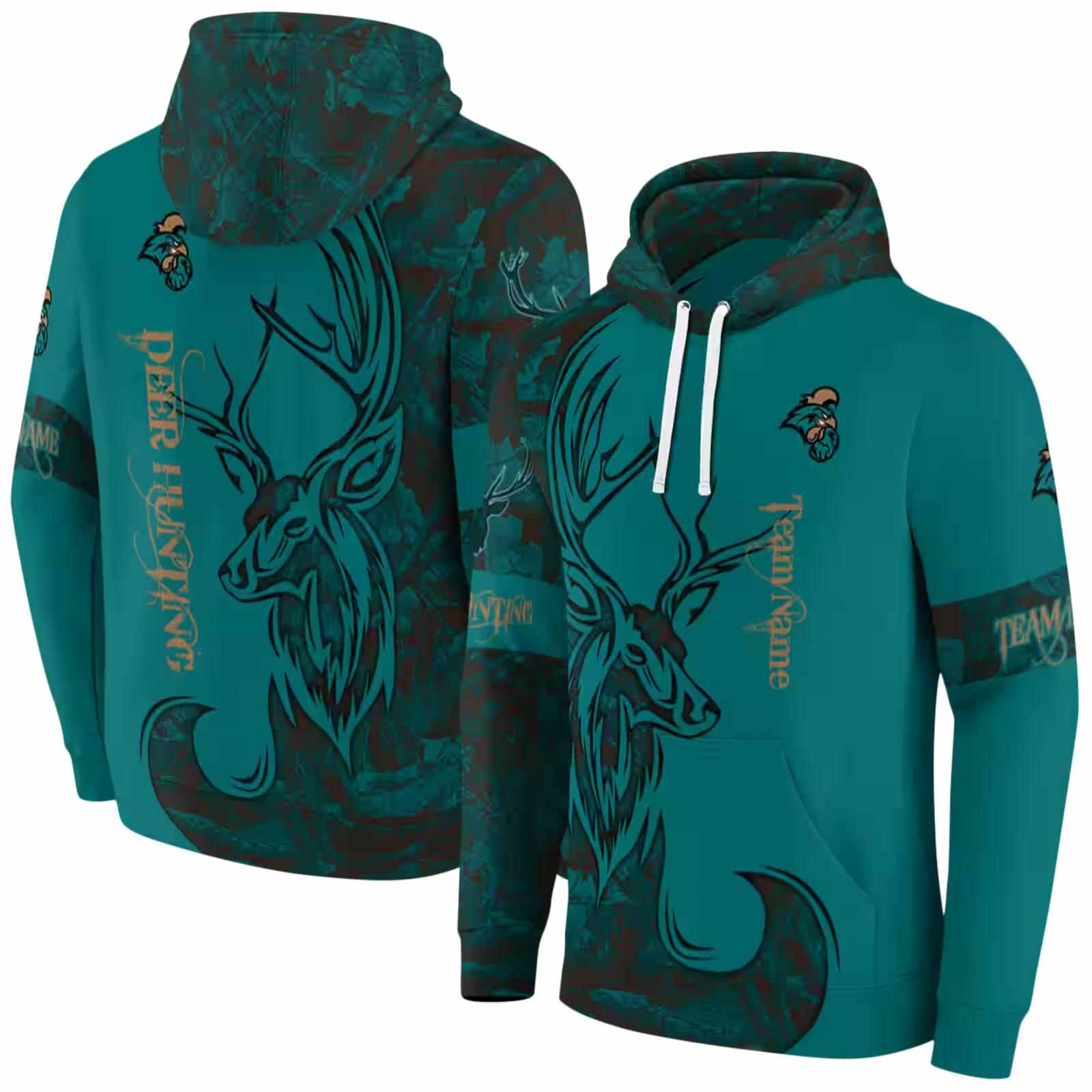 customized coastal carolina chanticleers deer silhouette green hoodie fashion forward