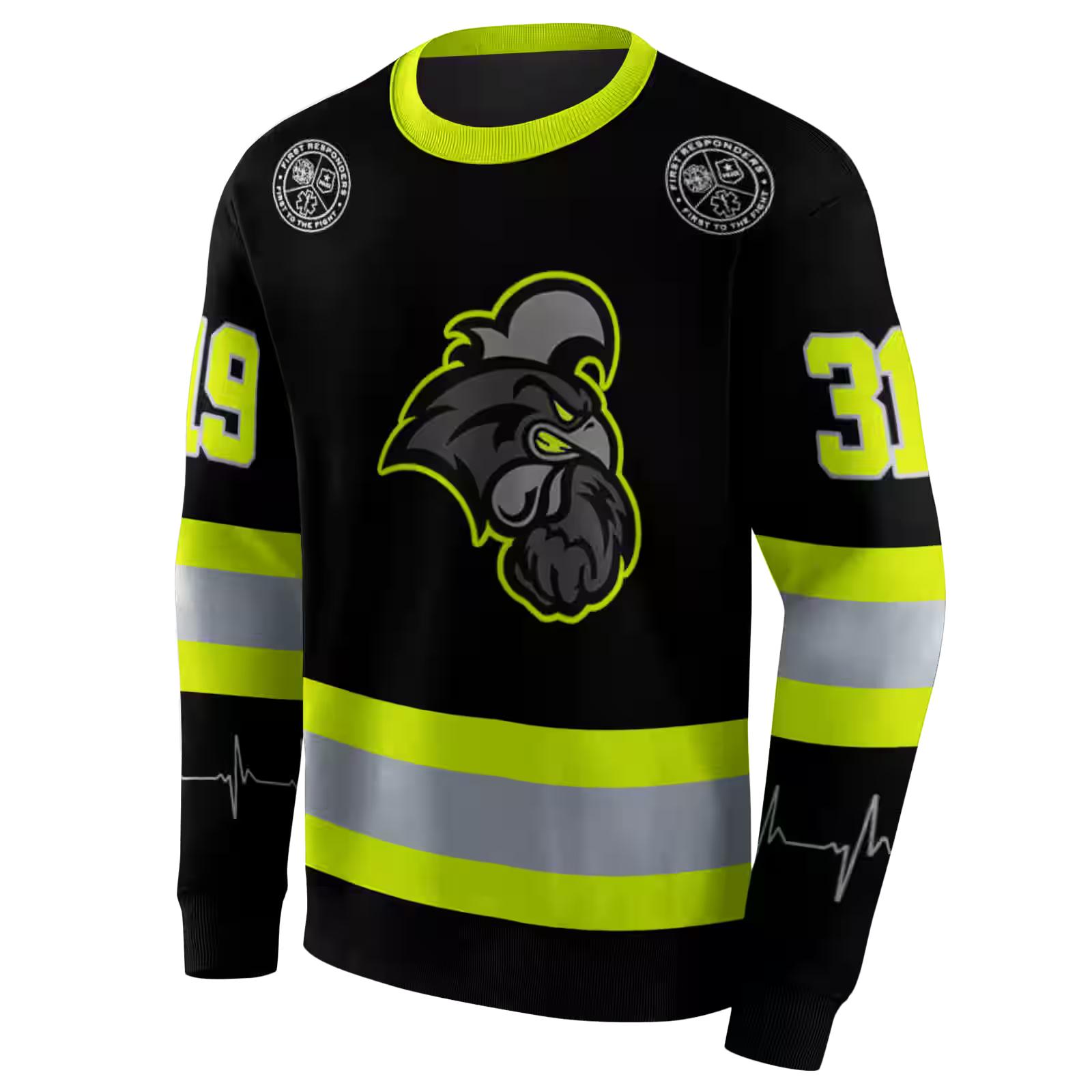 Customized Coastal Carolina Chanticleers Safety Motif Black Neon Green Hoodie