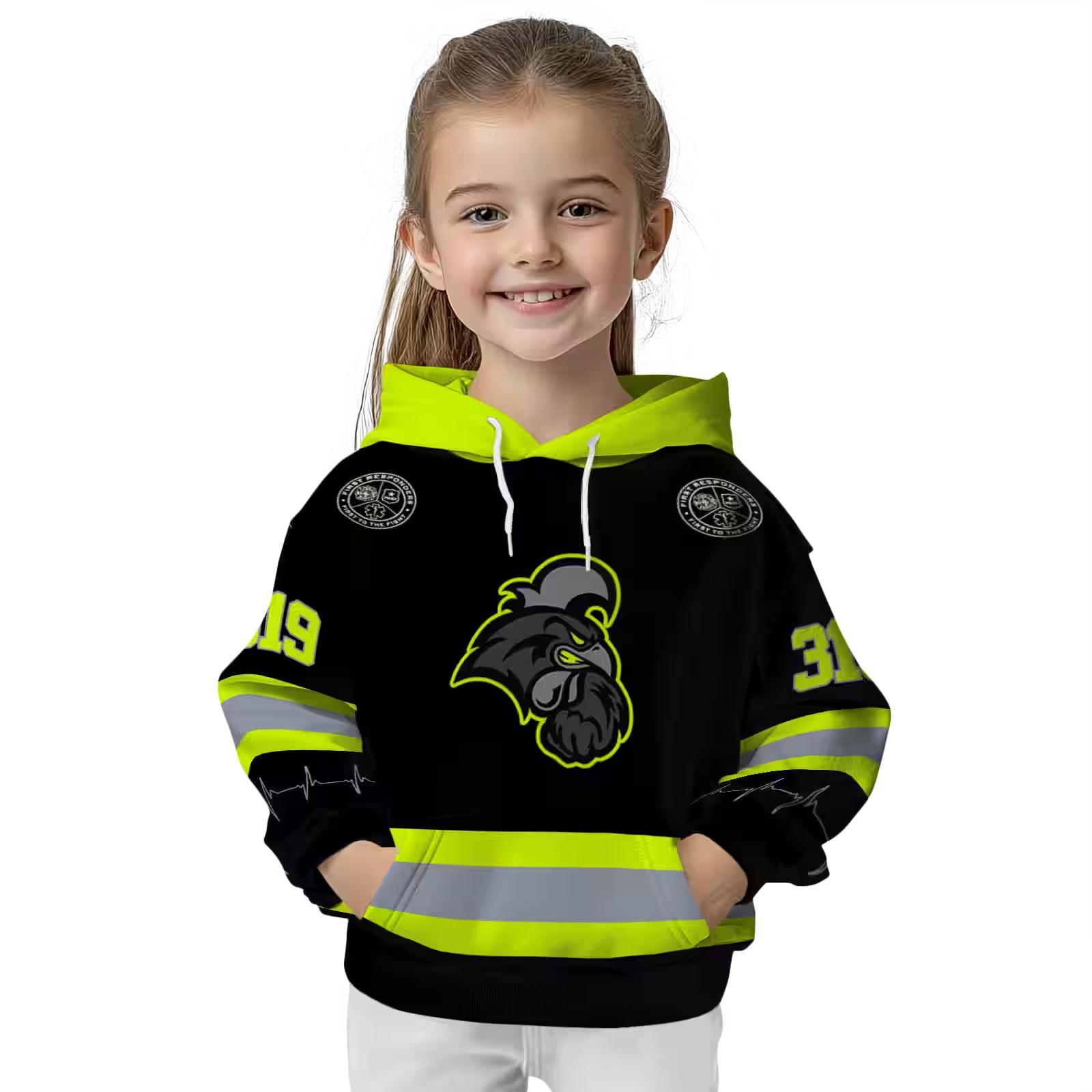 customized coastal carolina chanticleers safety motif black neon green hoodie top rated