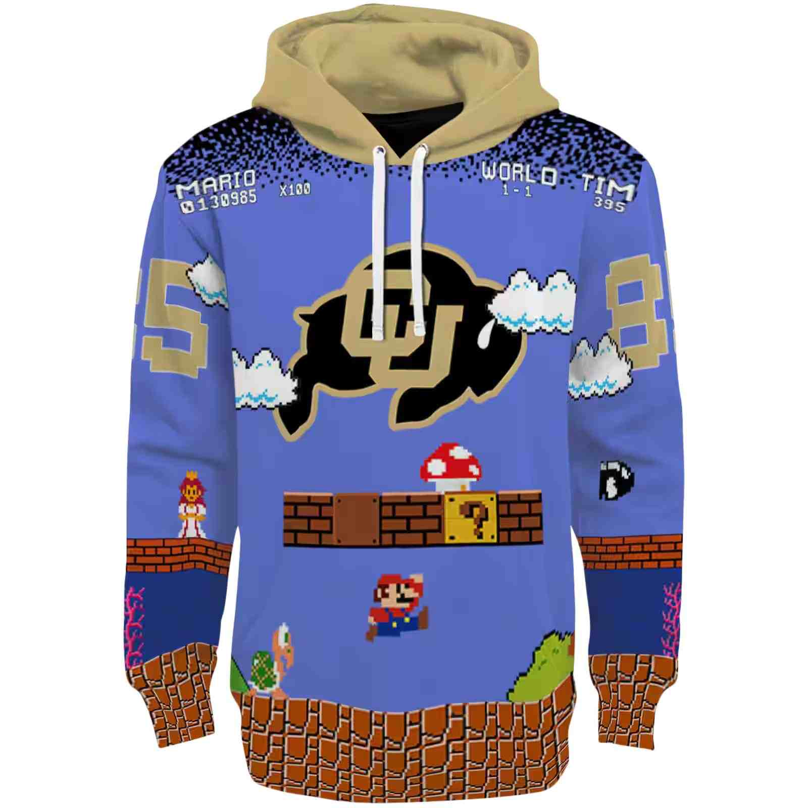 Customized Colorado Buffaloes Mario Blue Black Hoodie