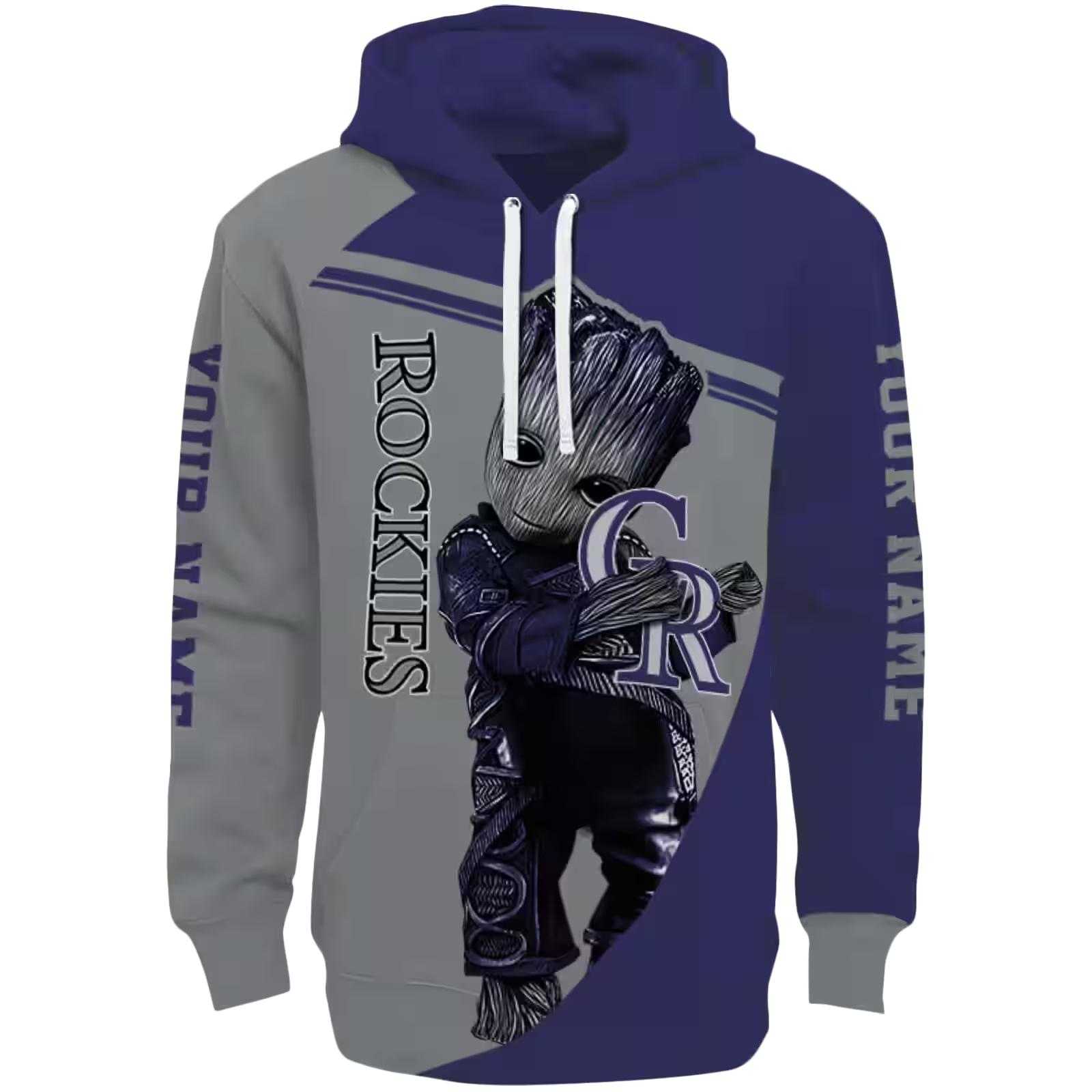 Customized Colorado Rockies Groot Blue Hoodie