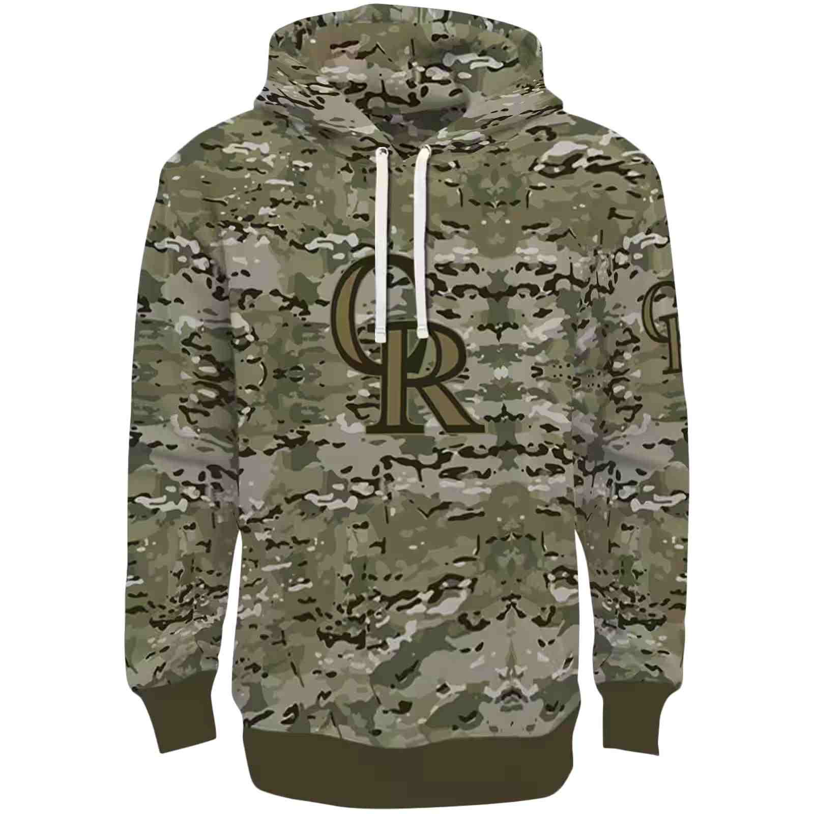 Customized Colorado Rockies Military Style Hoodie