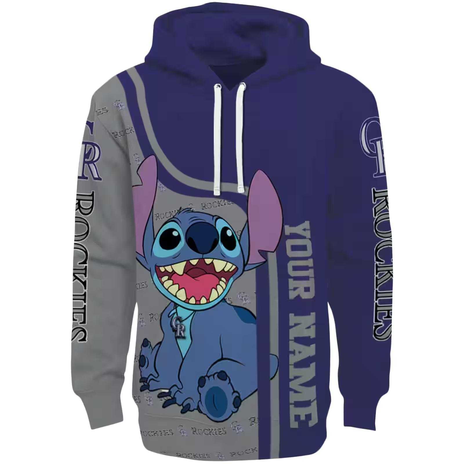 Customized Colorado Rockies Stitch Blue Hoodie