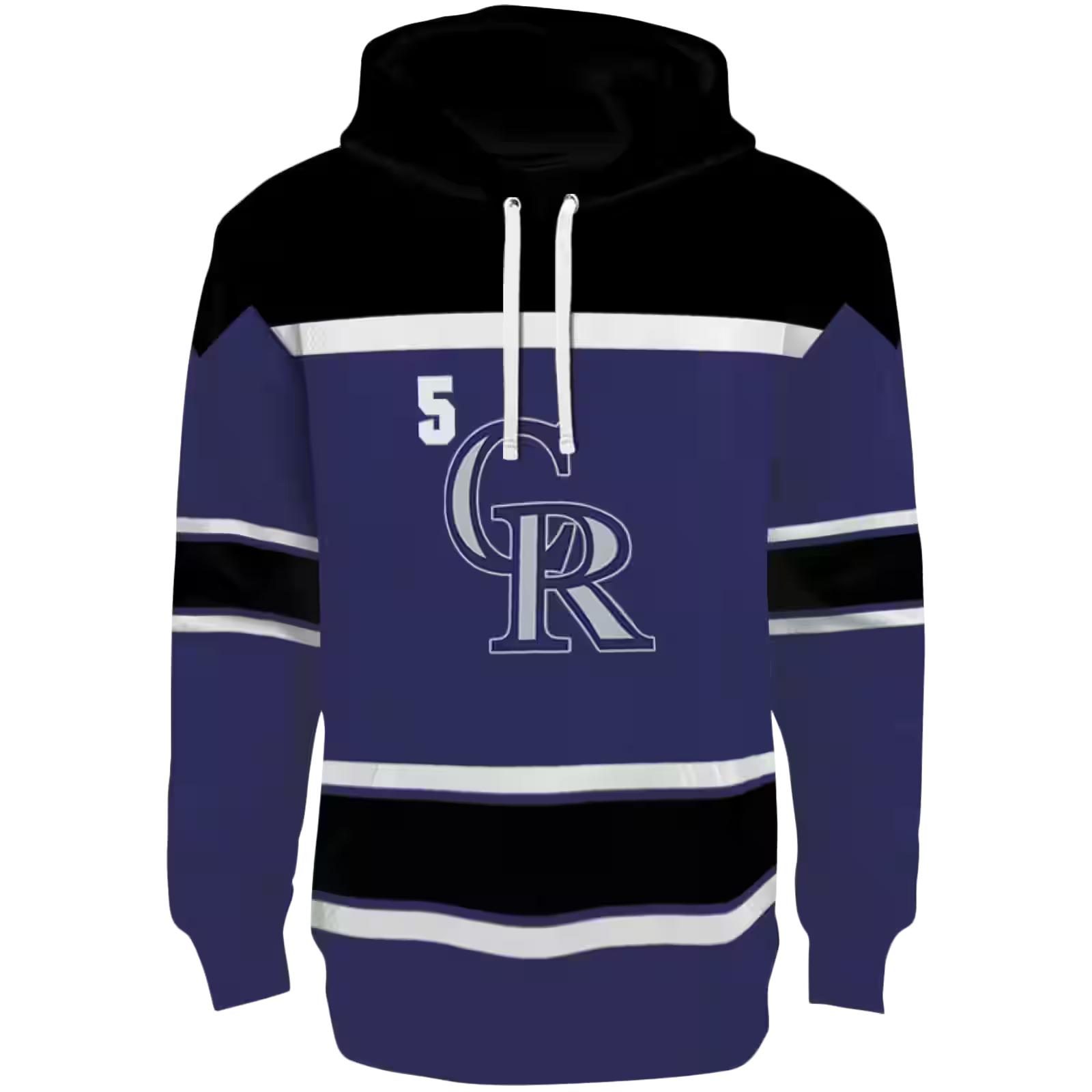 Customized Colorado Rockies Striped Pattern Blue Hoodie