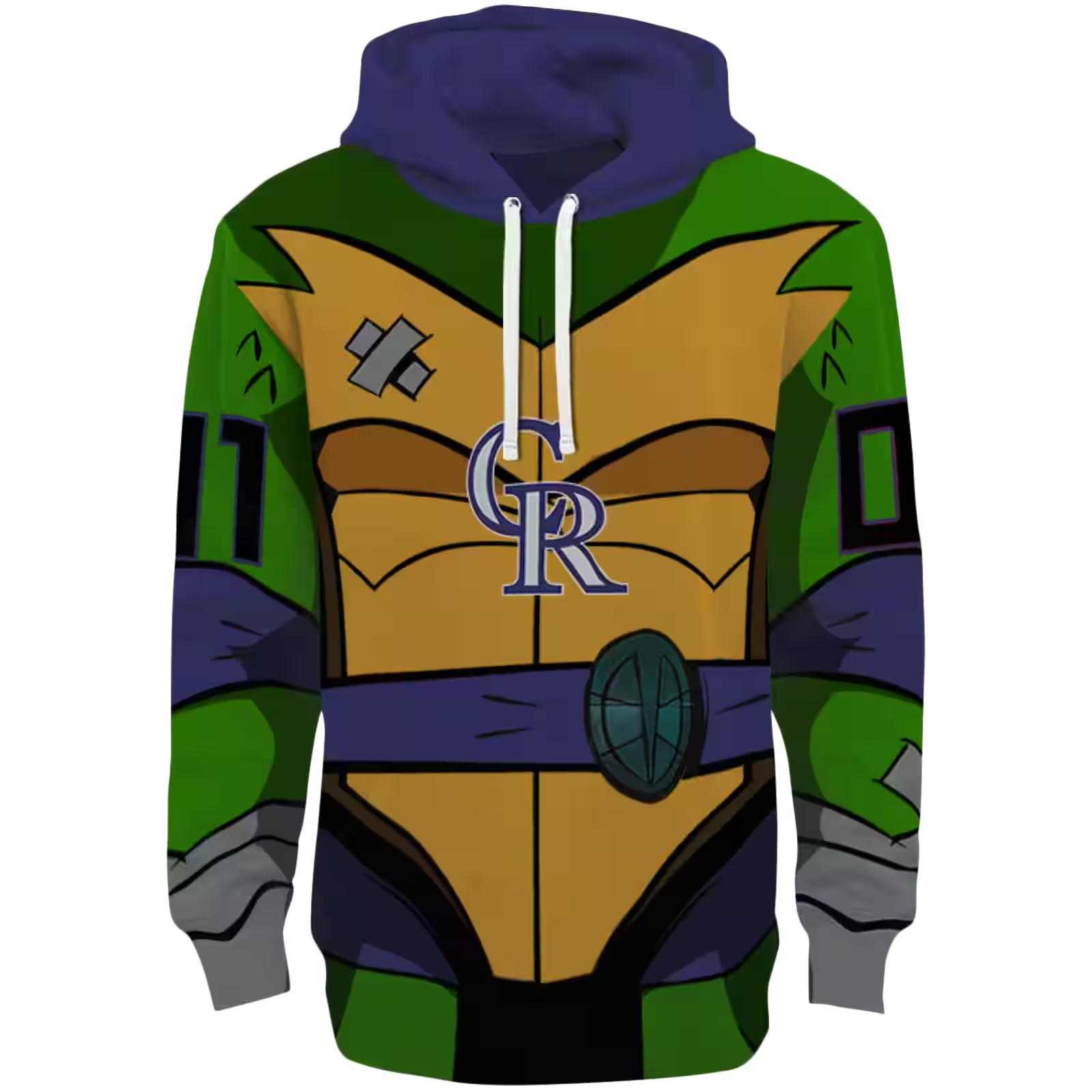 Customized Colorado Rockies Superhero Armor Blue Green Hoodie