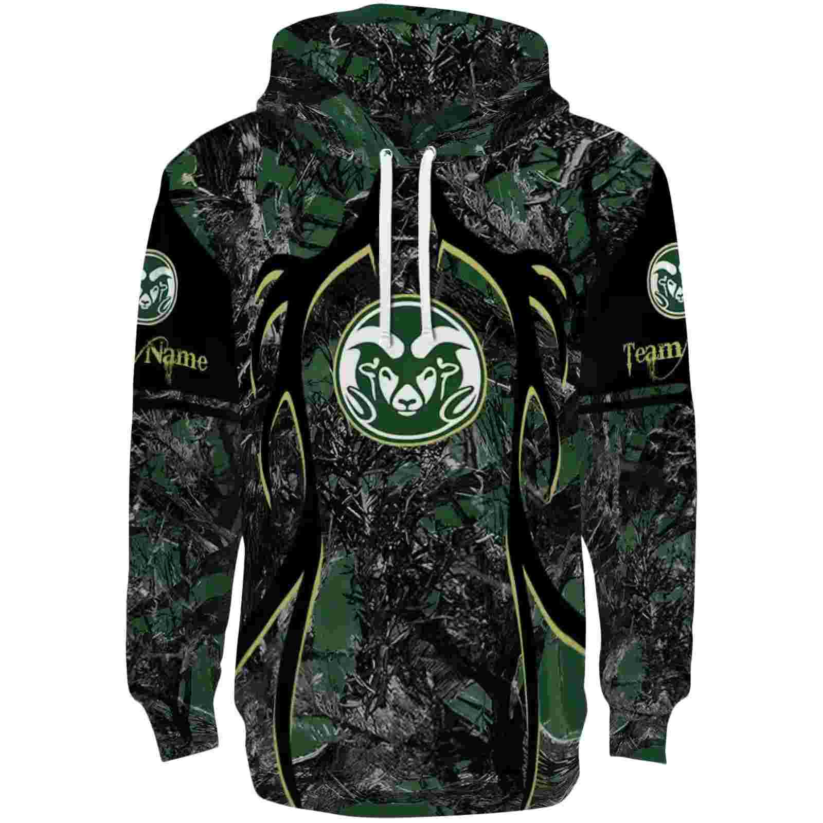 Customized Colorado State Rams Hunting Theme Green Black Hoodie