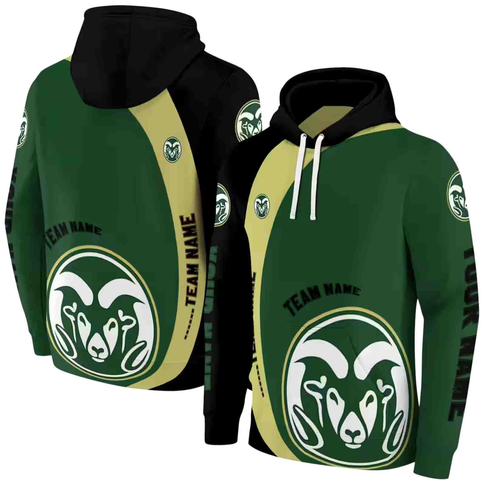 customized colorado state rams minimalist design green black hoodie fashion forward
