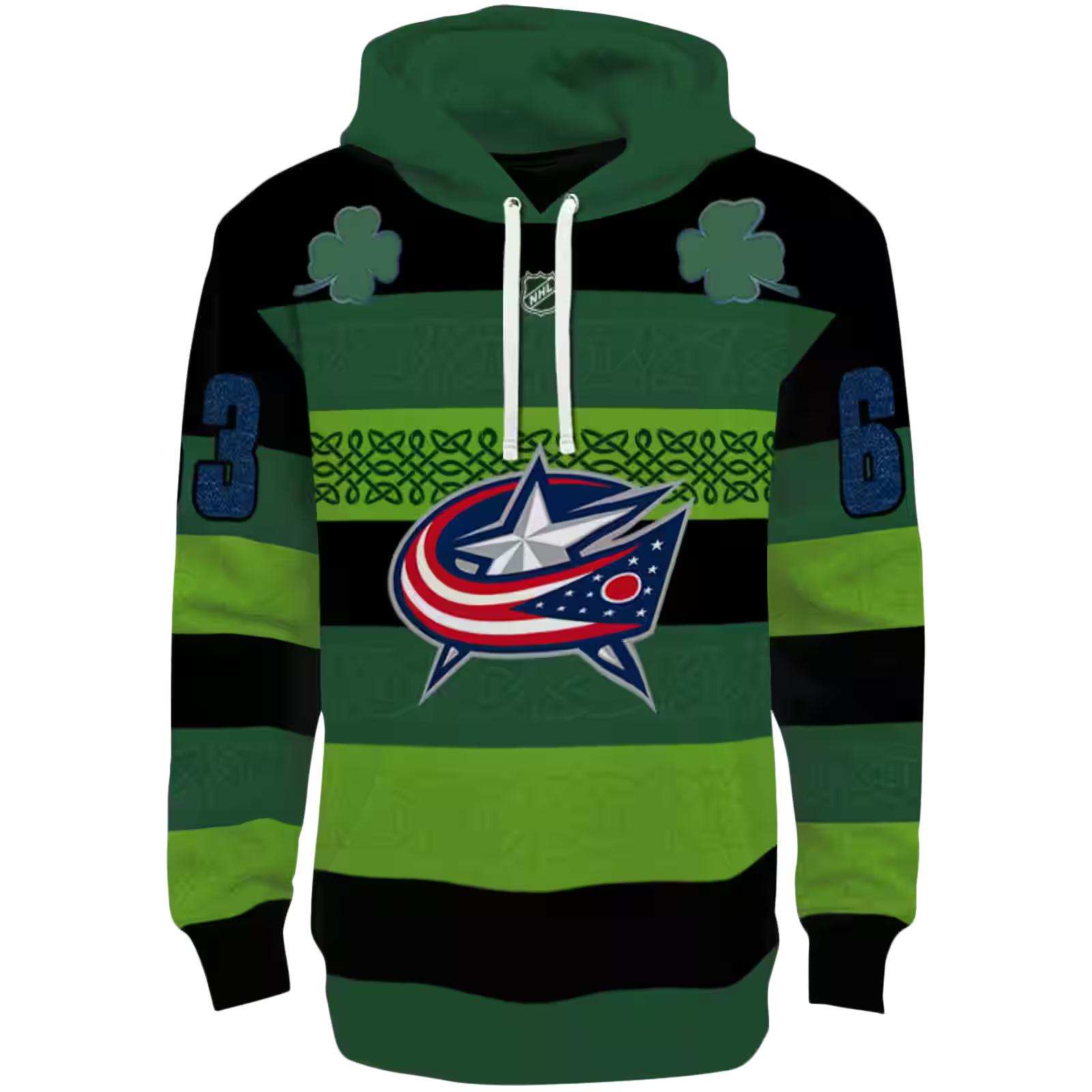 Customized Columbus Blue Jackets Celtic Patterns Green Hoodie