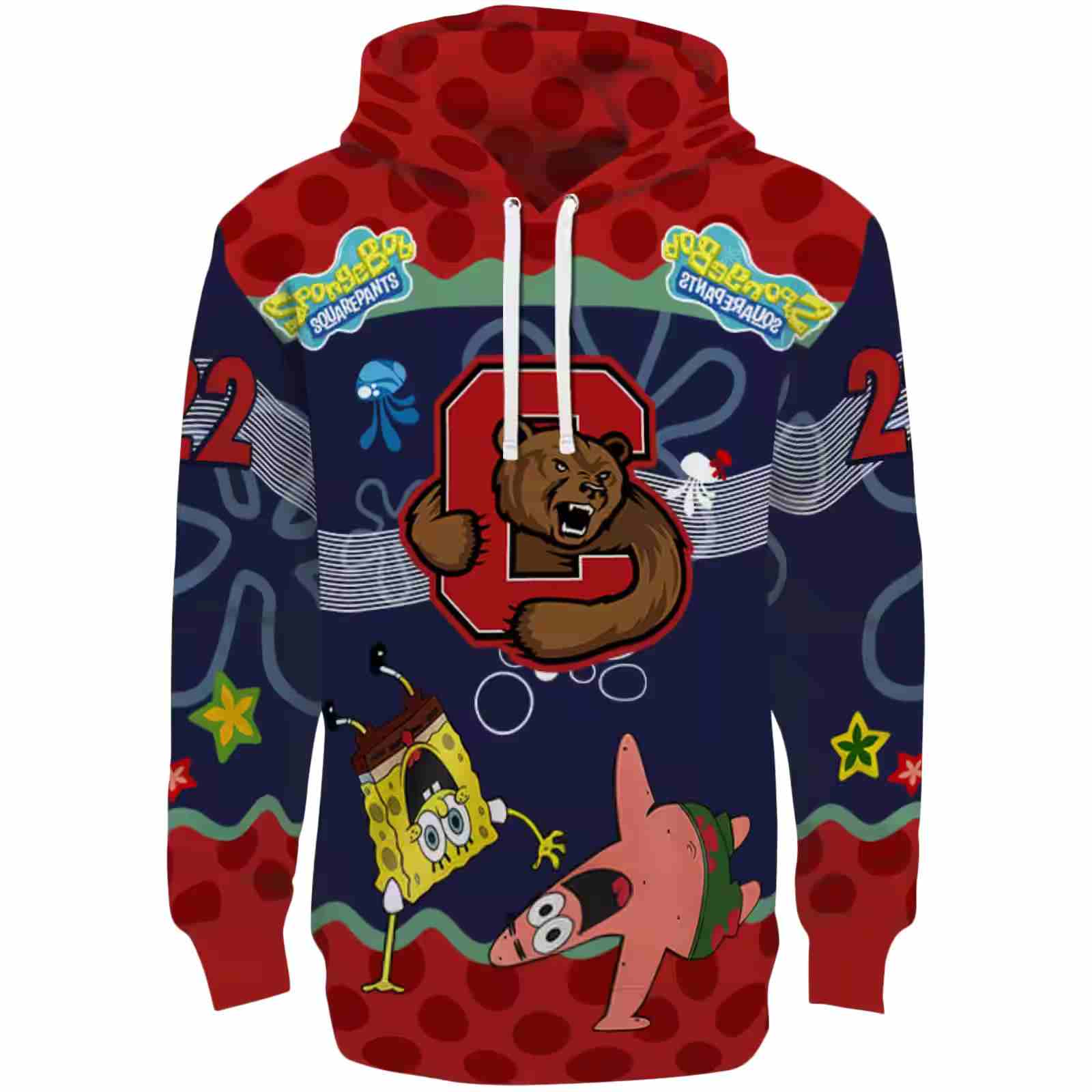 Customized Cornell Big Red Spongebob Patrick Star Red Navy Hoodie