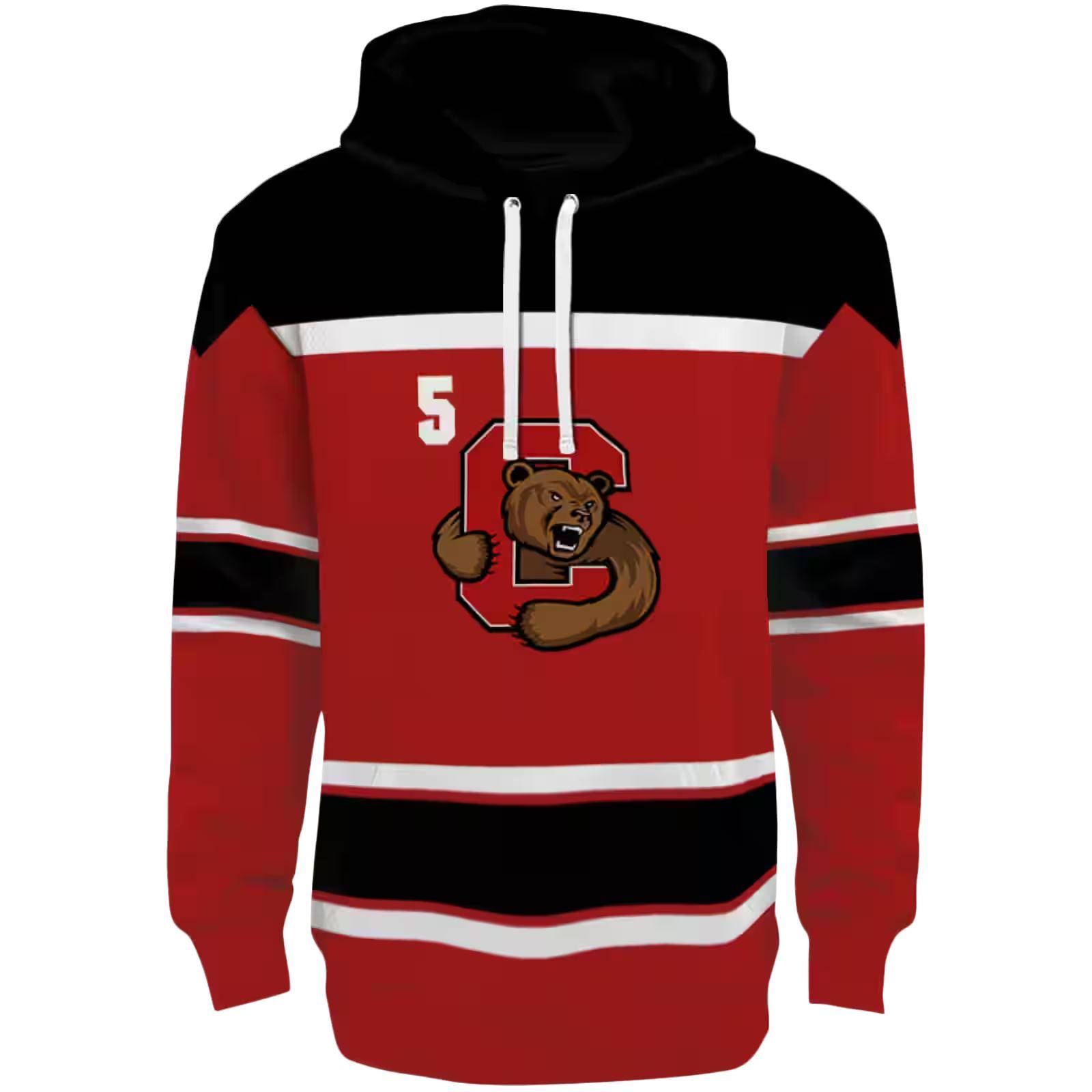 Customized Cornell Big Red Striped Pattern Red Hoodie