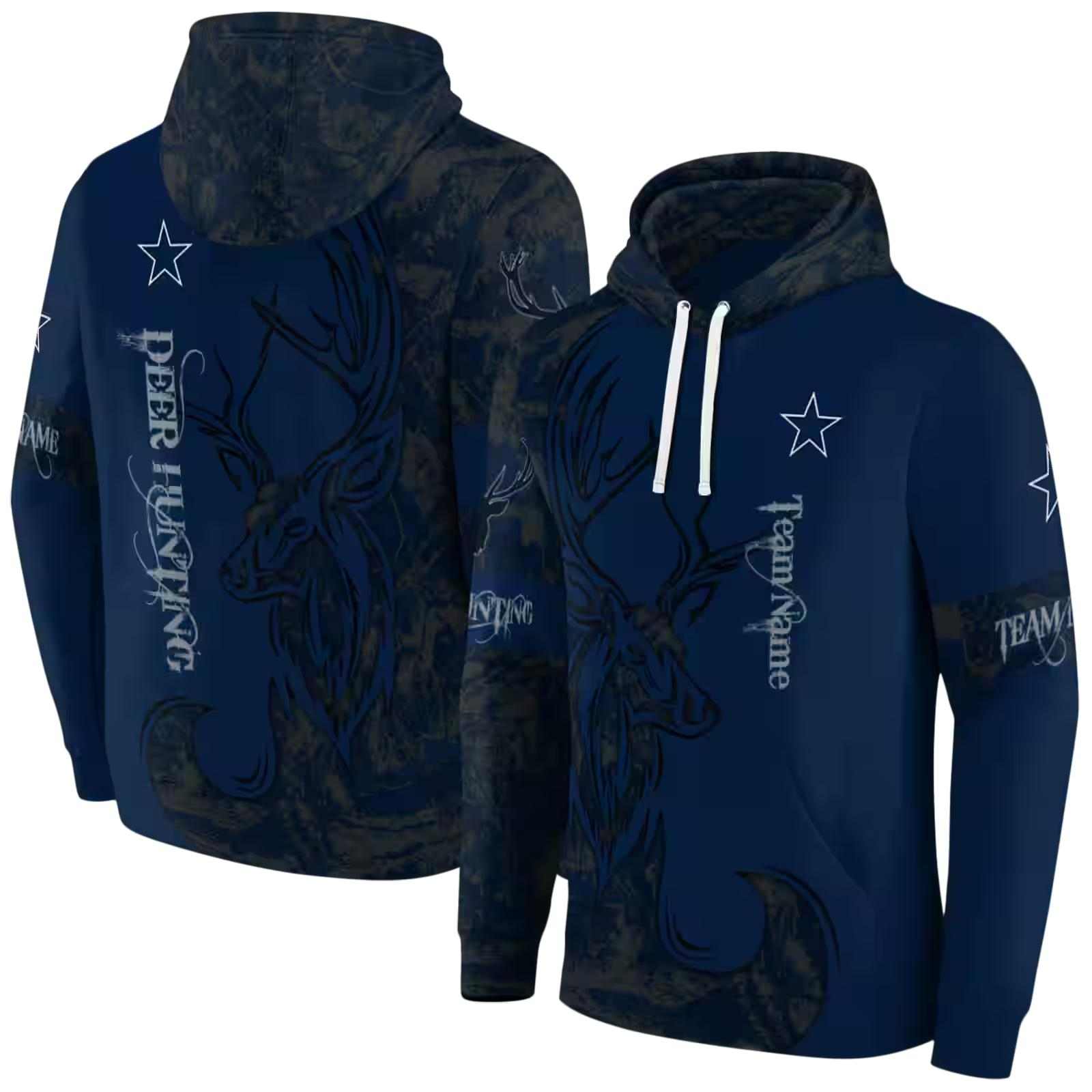 customized dallas cowboys deer silhouette blue hoodie fashion forward