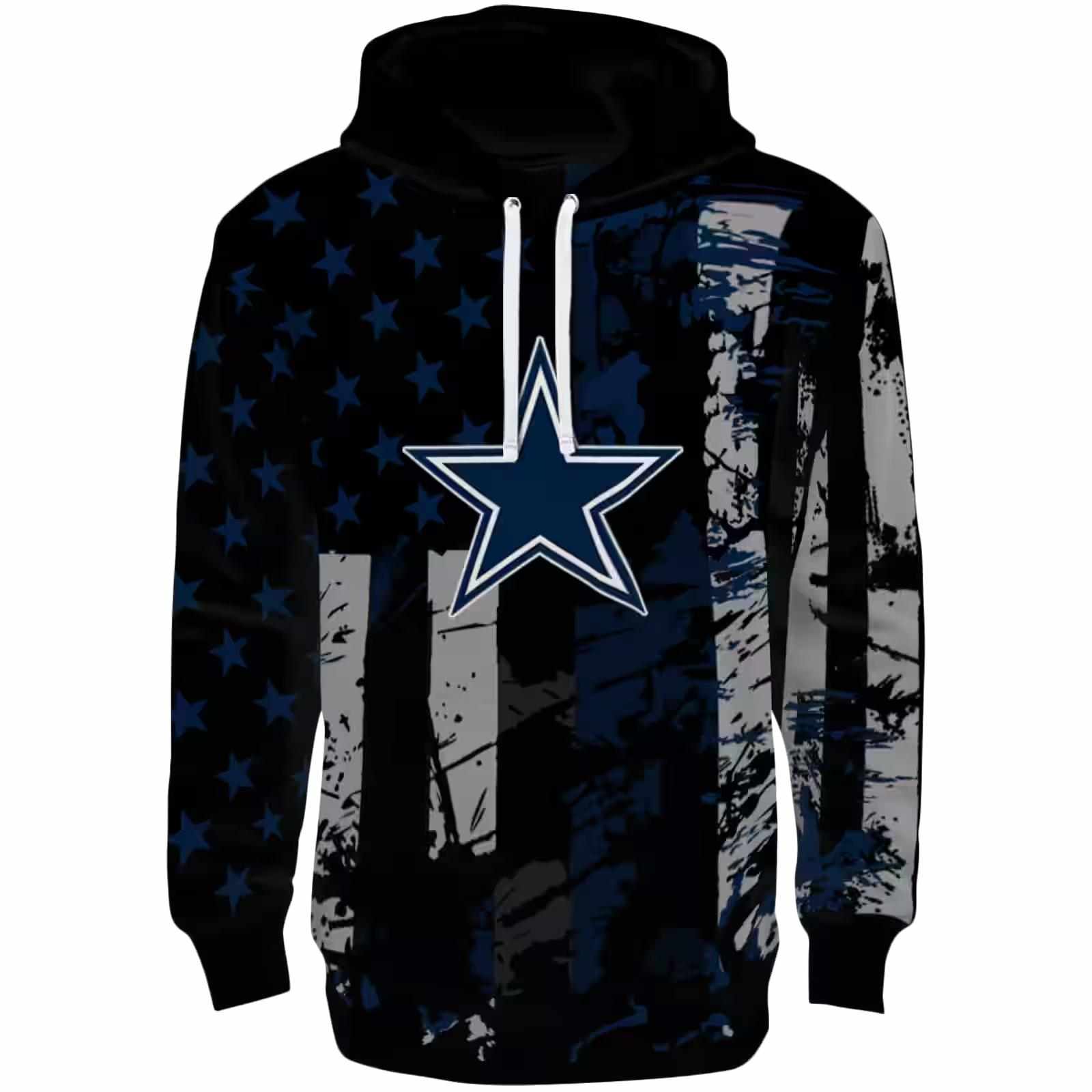 Customized Dallas Cowboys Distressed Flag Blue Black Hoodie