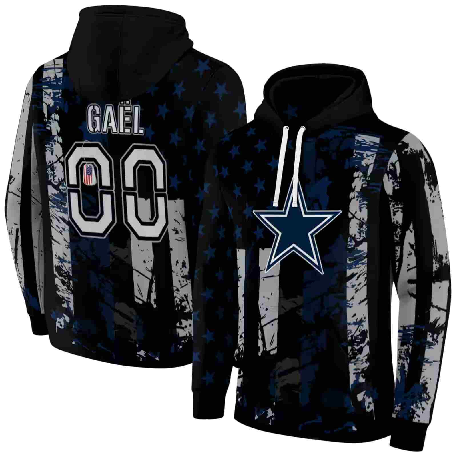 customized dallas cowboys distressed flag blue black hoodie fashion forward