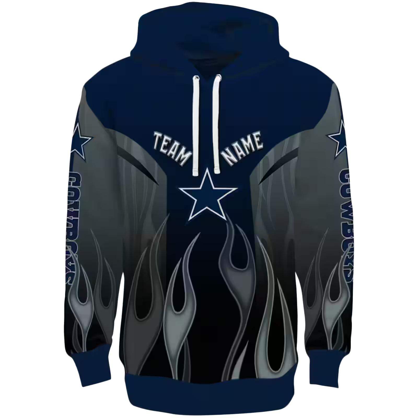 Customized Dallas Cowboys Flame Design Blue Hoodie