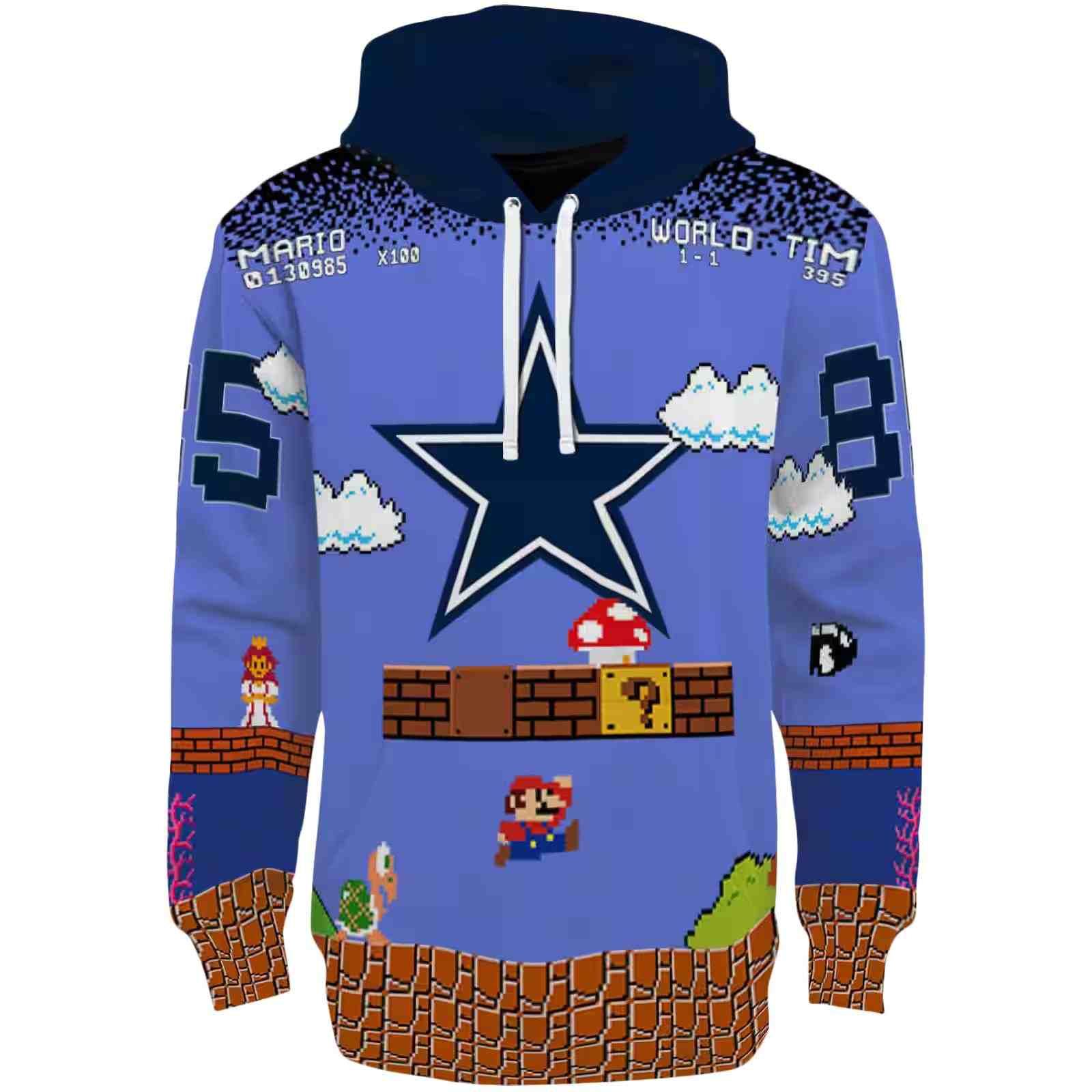 Customized Dallas Cowboys Mario Blue Black Hoodie