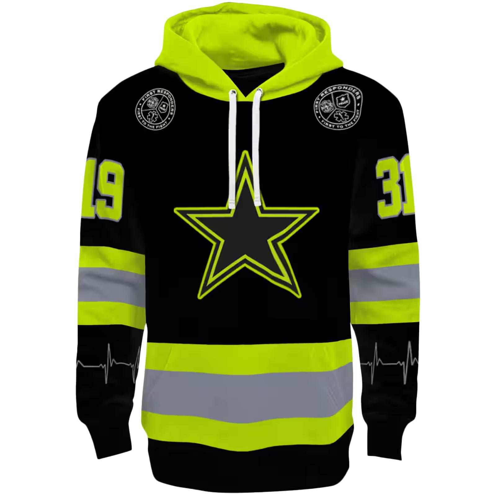 Customized Dallas Cowboys Safety Motif Black Neon Green Hoodie