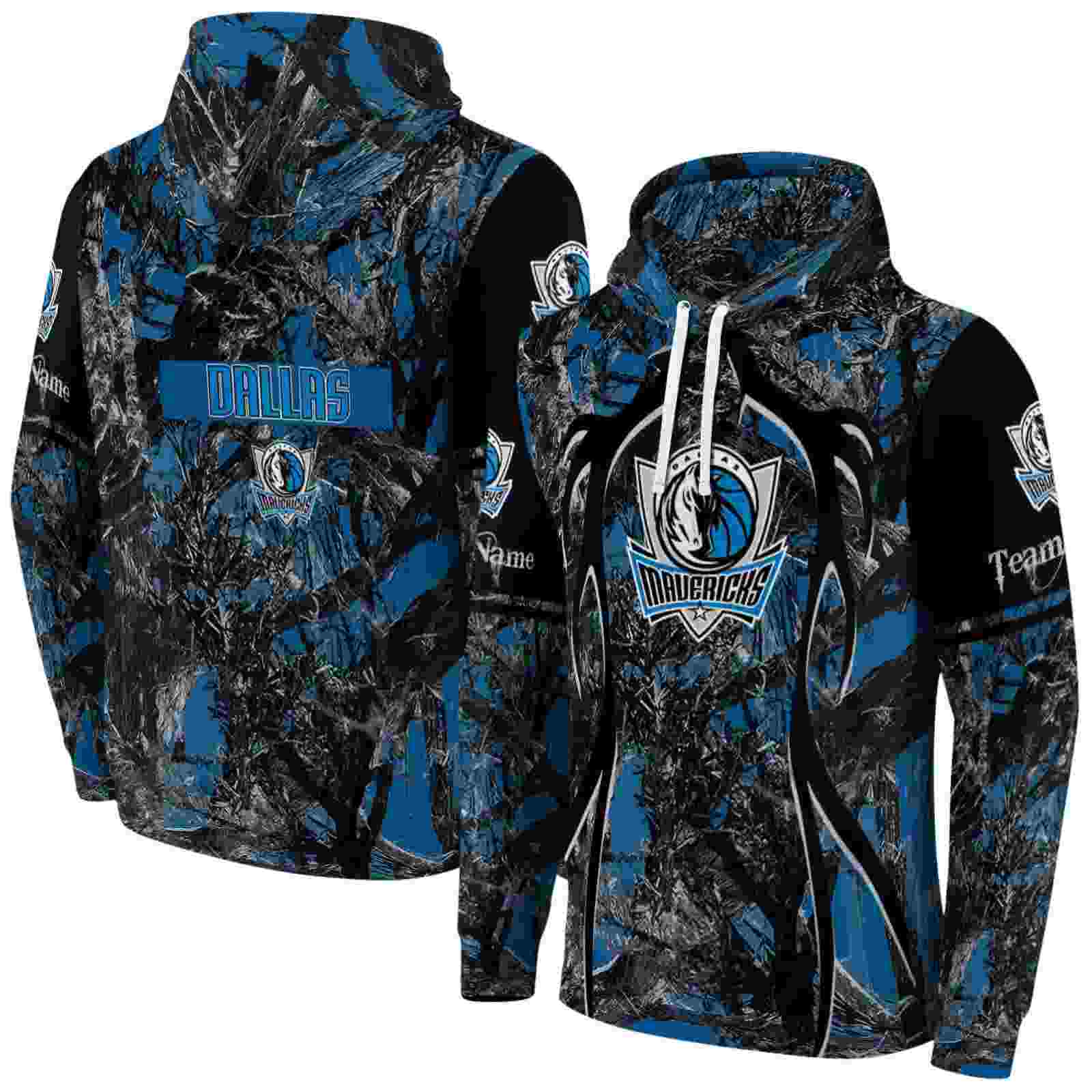 customized dallas mavericks hunting theme blue black hoodie fashion forward