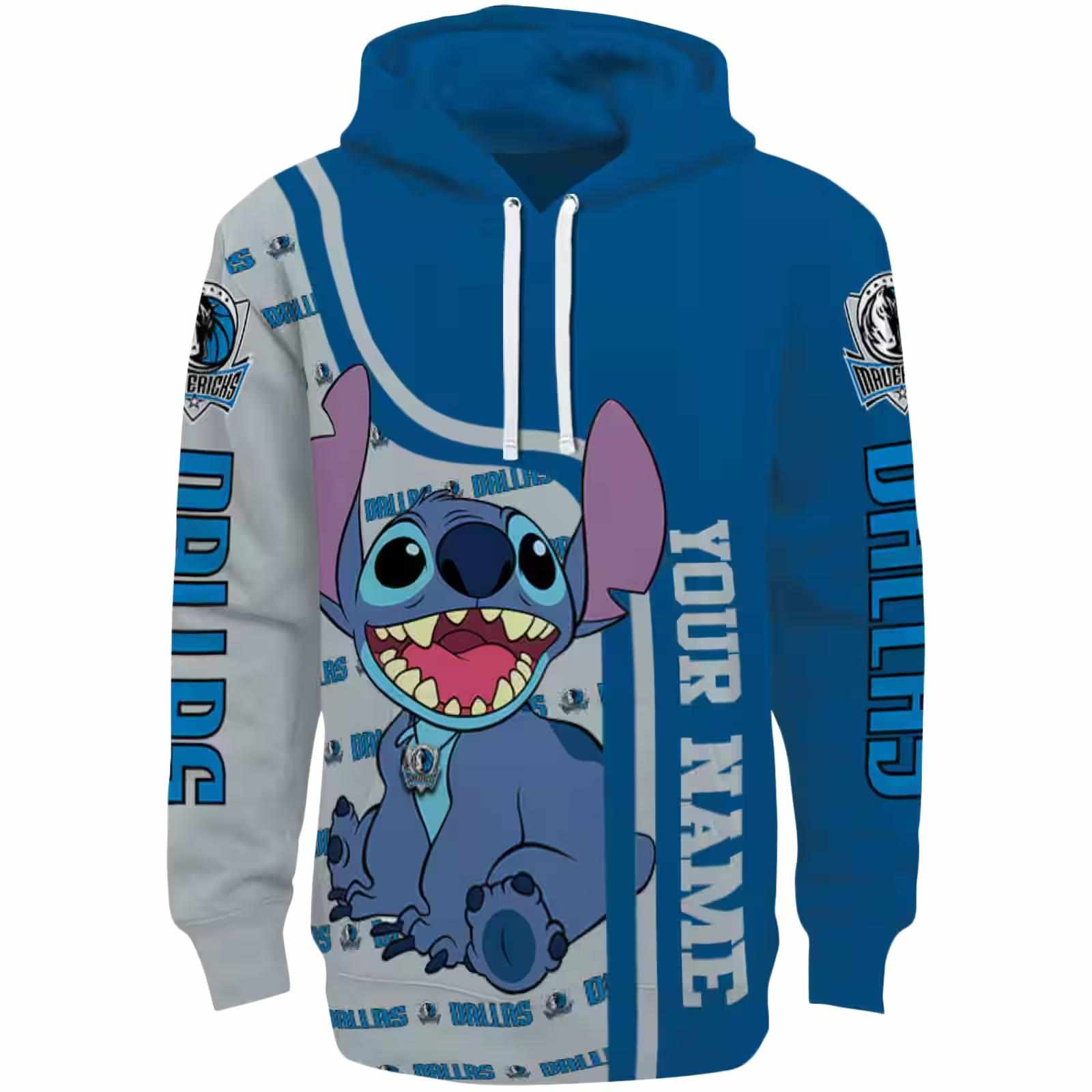 Customized Dallas Mavericks Stitch Blue Hoodie