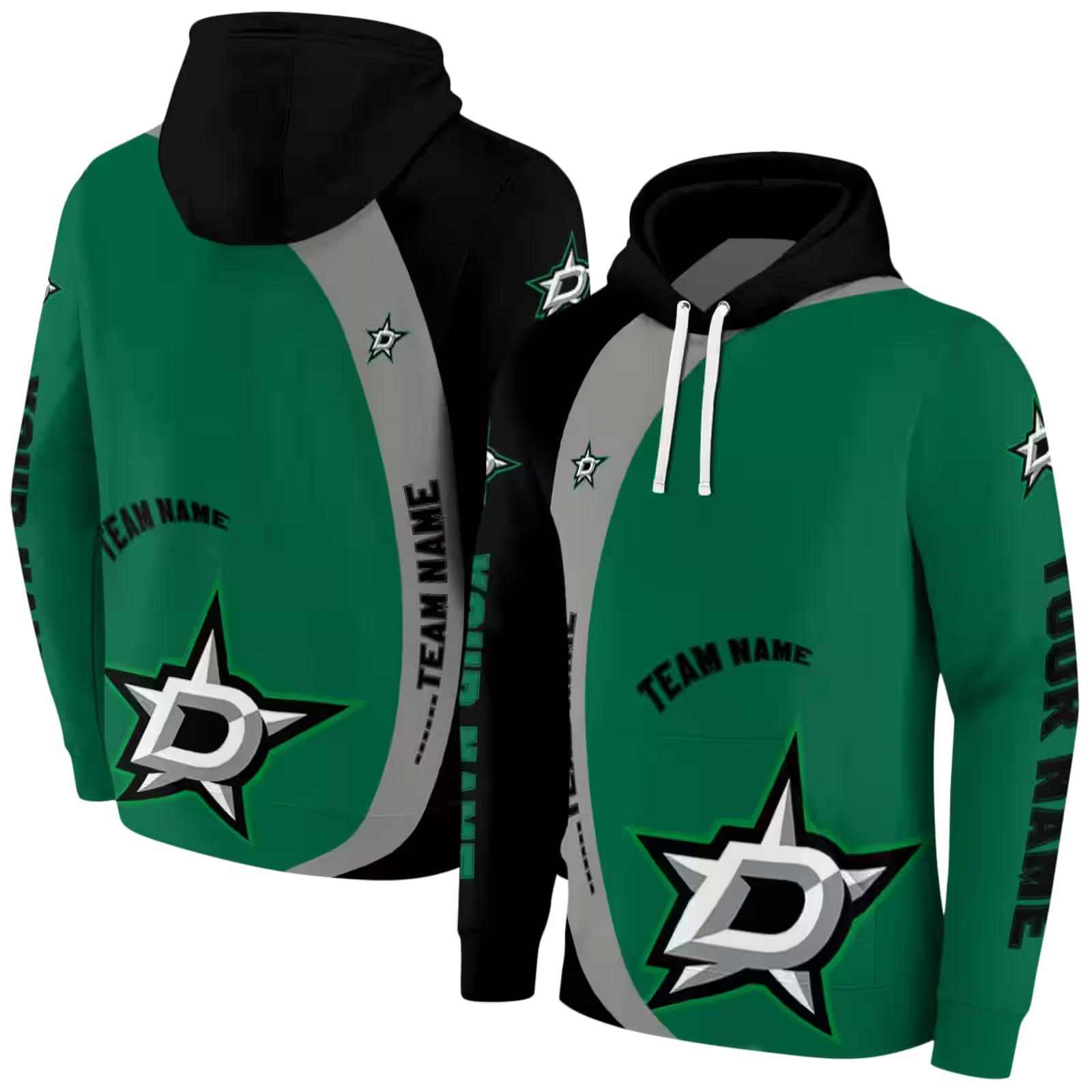 customized dallas stars minimalist design green black hoodie fashion forward