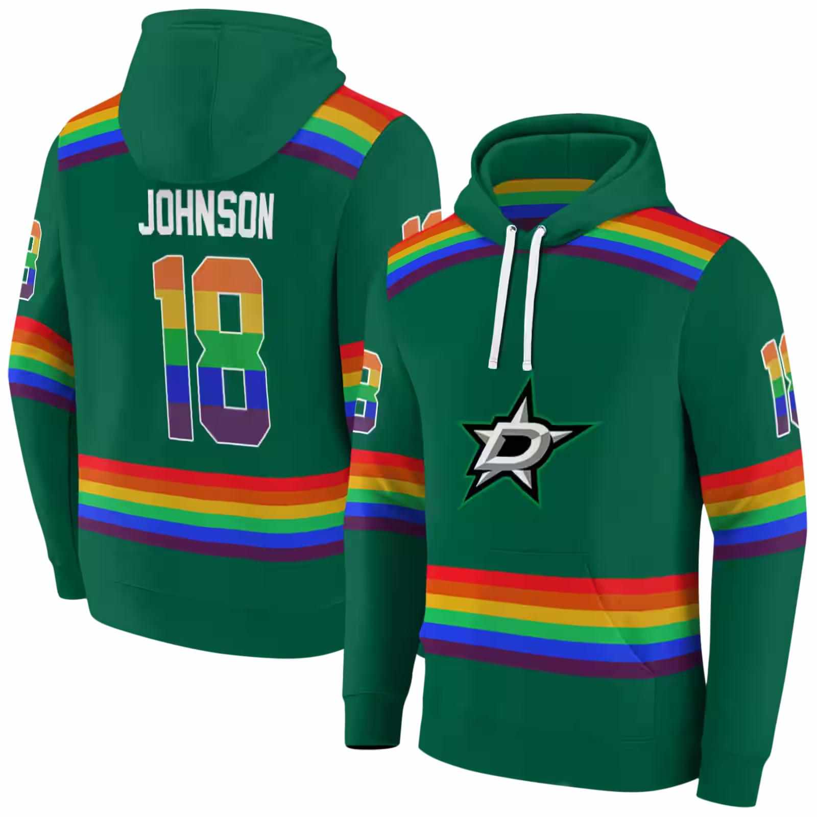 customized dallas stars rainbow stripes green hoodie fashion forward