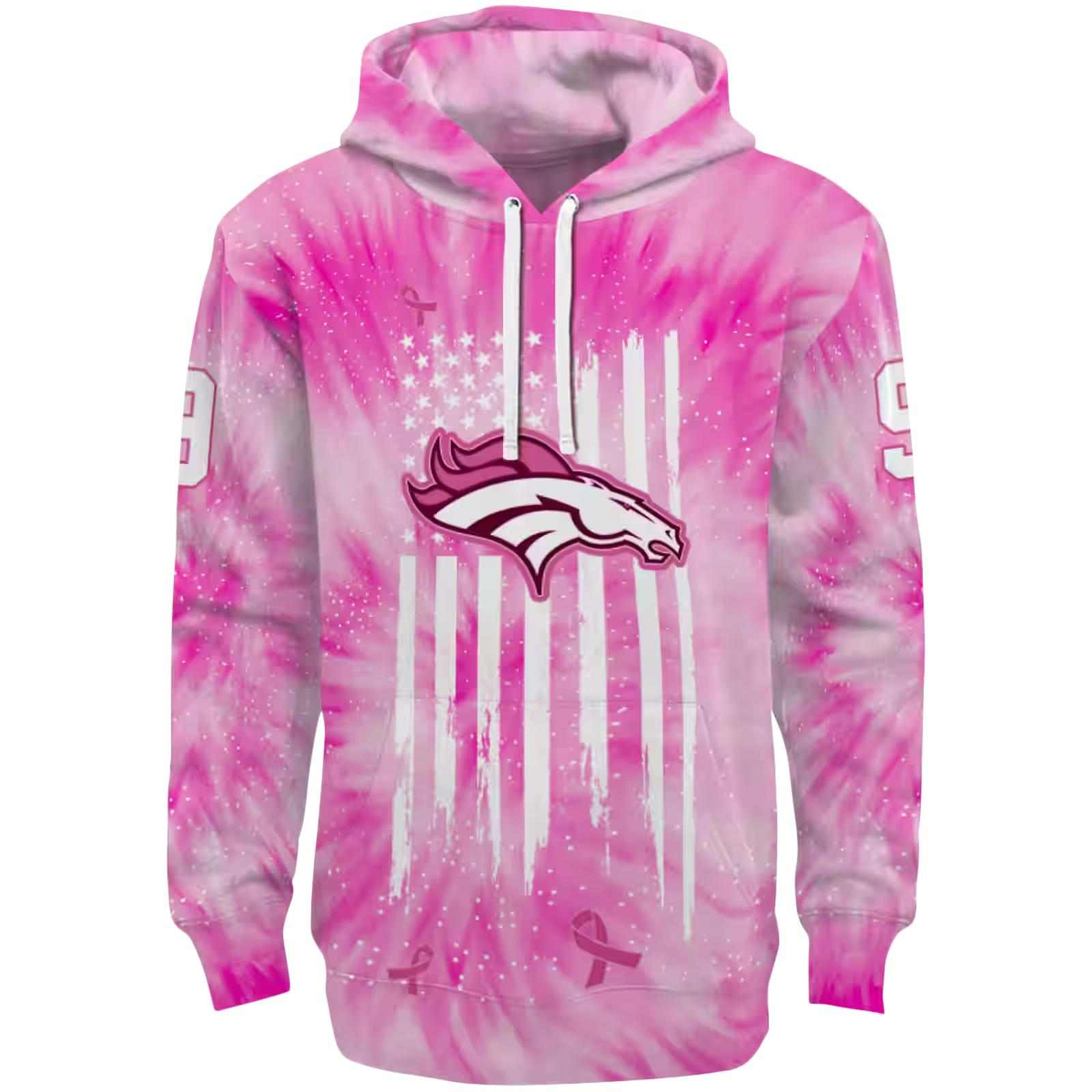 Customized Denver Broncos Cancer Support Pink Hoodie