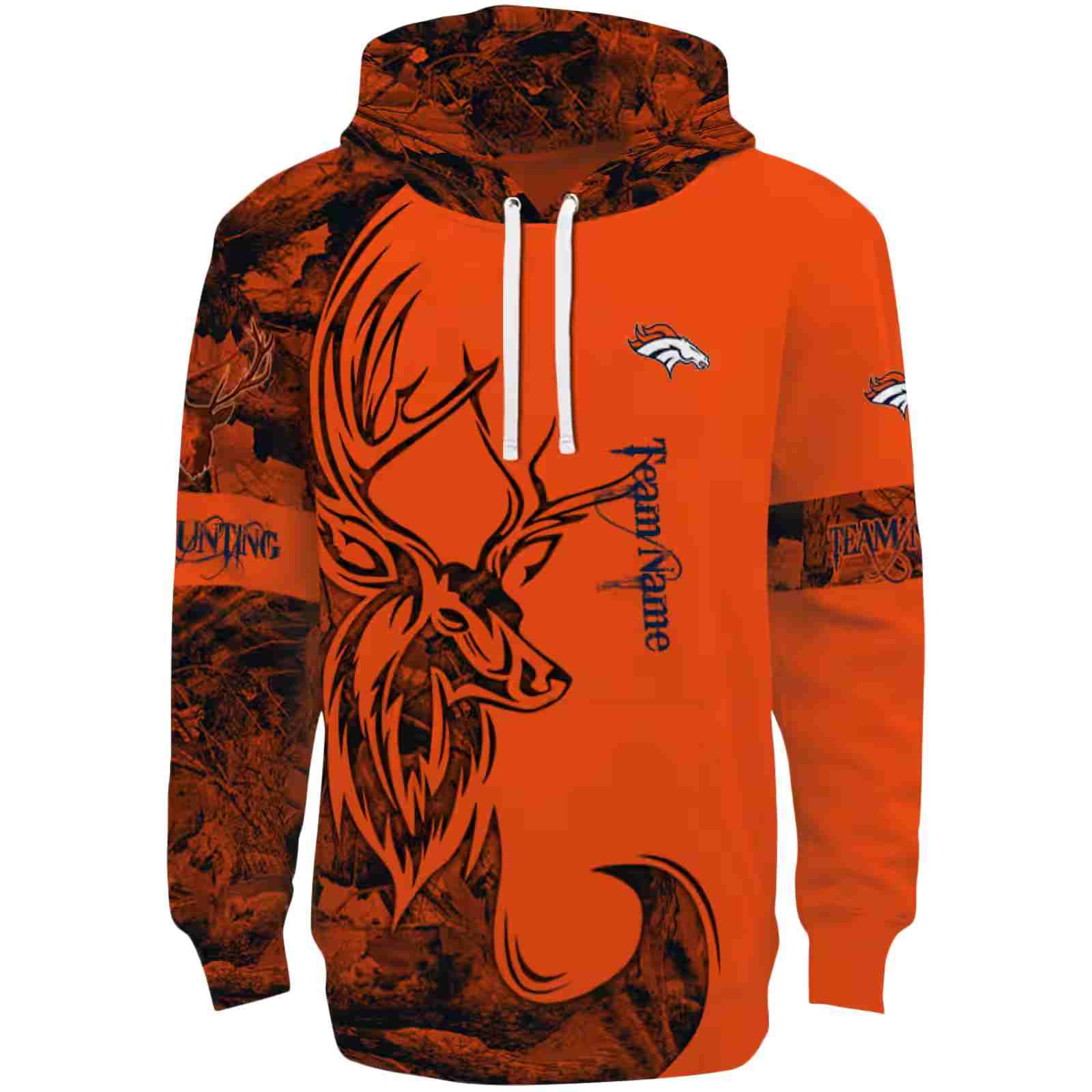 Customized Denver Broncos Deer Silhouette Orange Hoodie