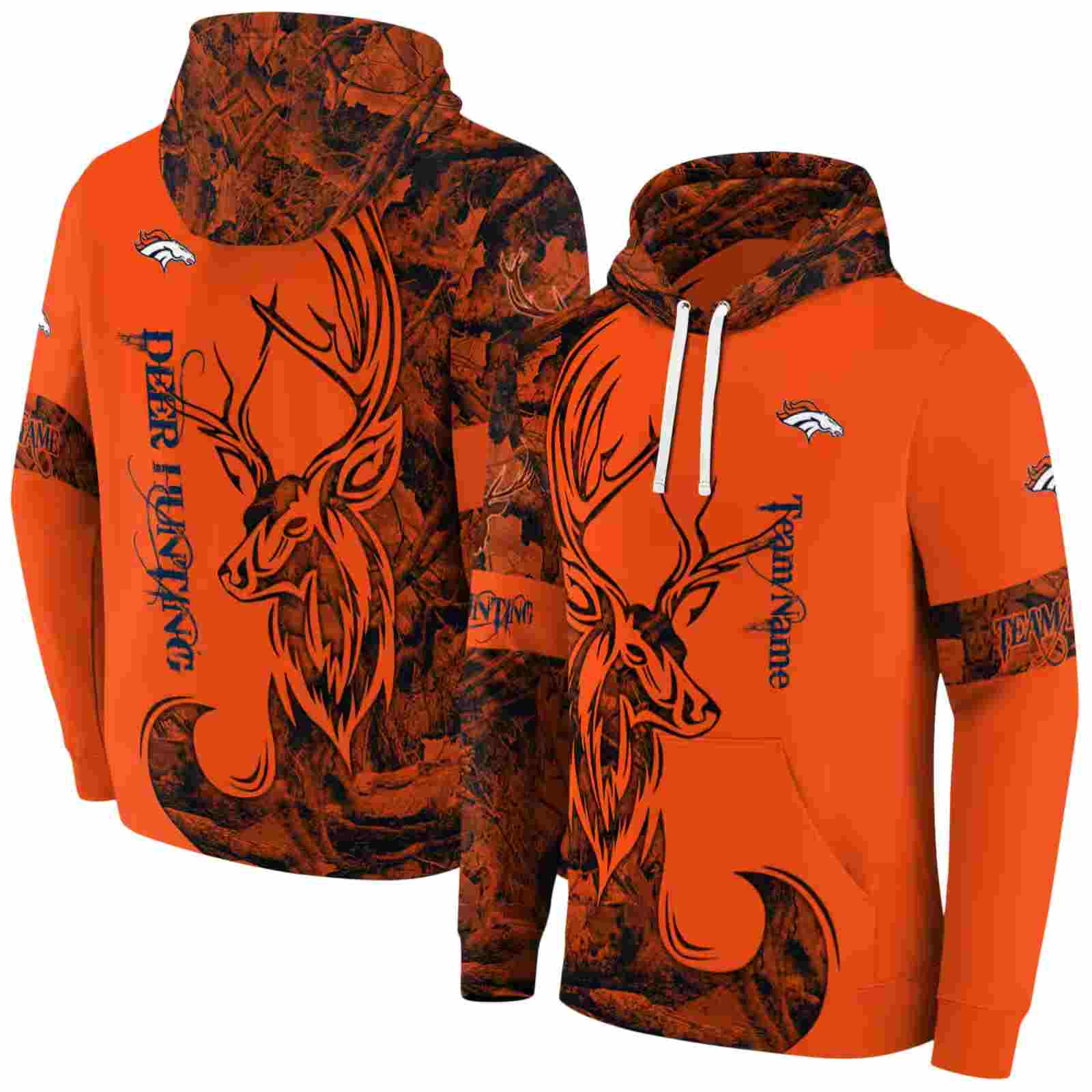 customized denver broncos deer silhouette orange hoodie fashion forward