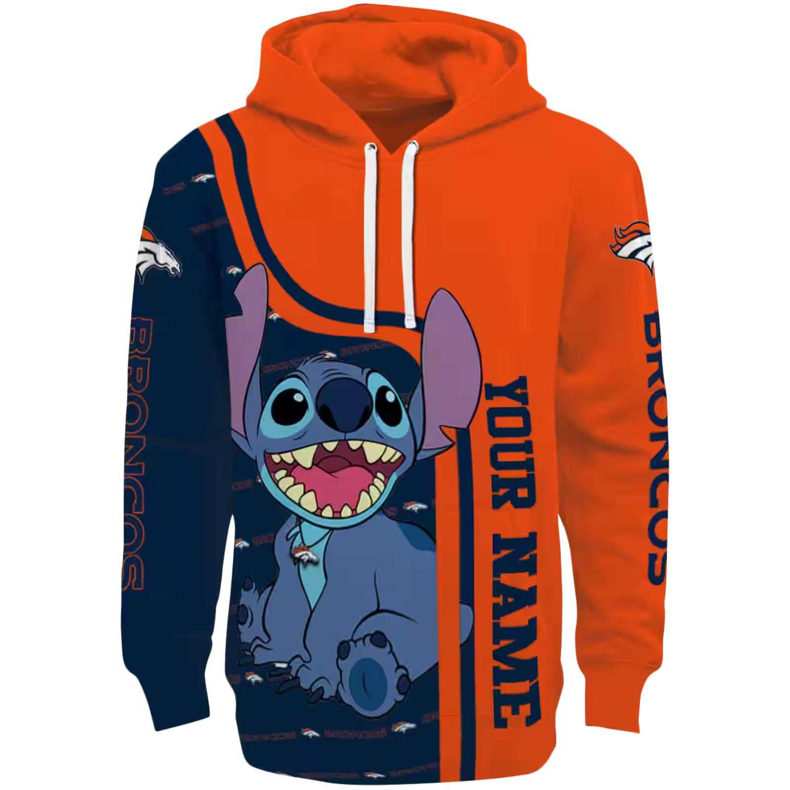 Customized Denver Broncos Stitch Orange Hoodie