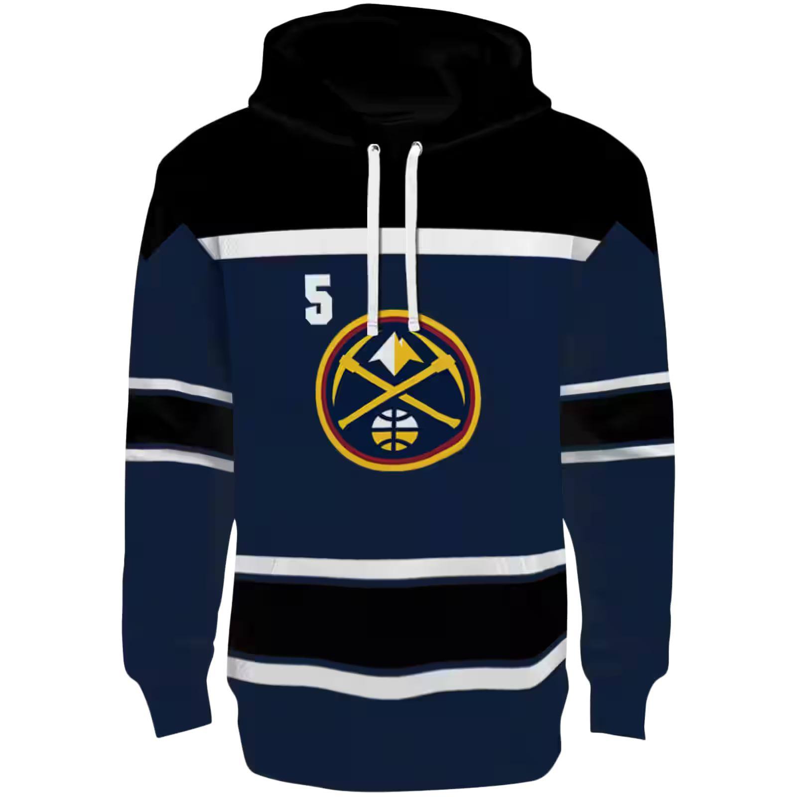 Customized Denver Nuggets Striped Pattern Blue Hoodie