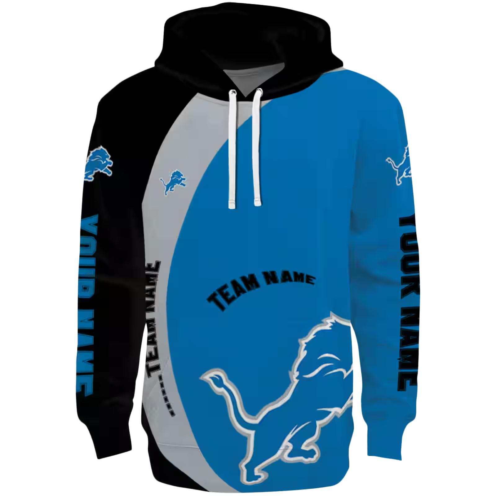 Customized Detroit Lions Minimalist Design Blue Black Hoodie