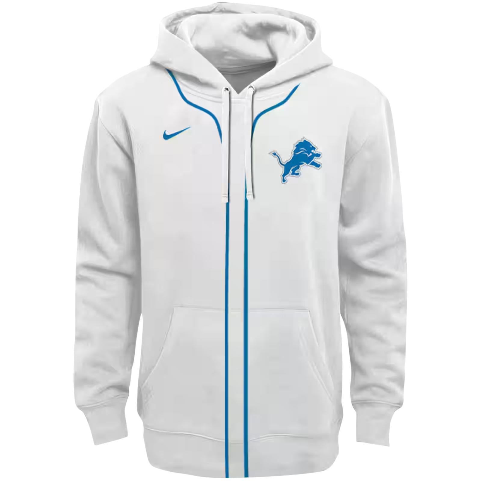 Customized Detroit Lions Sporty Stripe White Hoodie