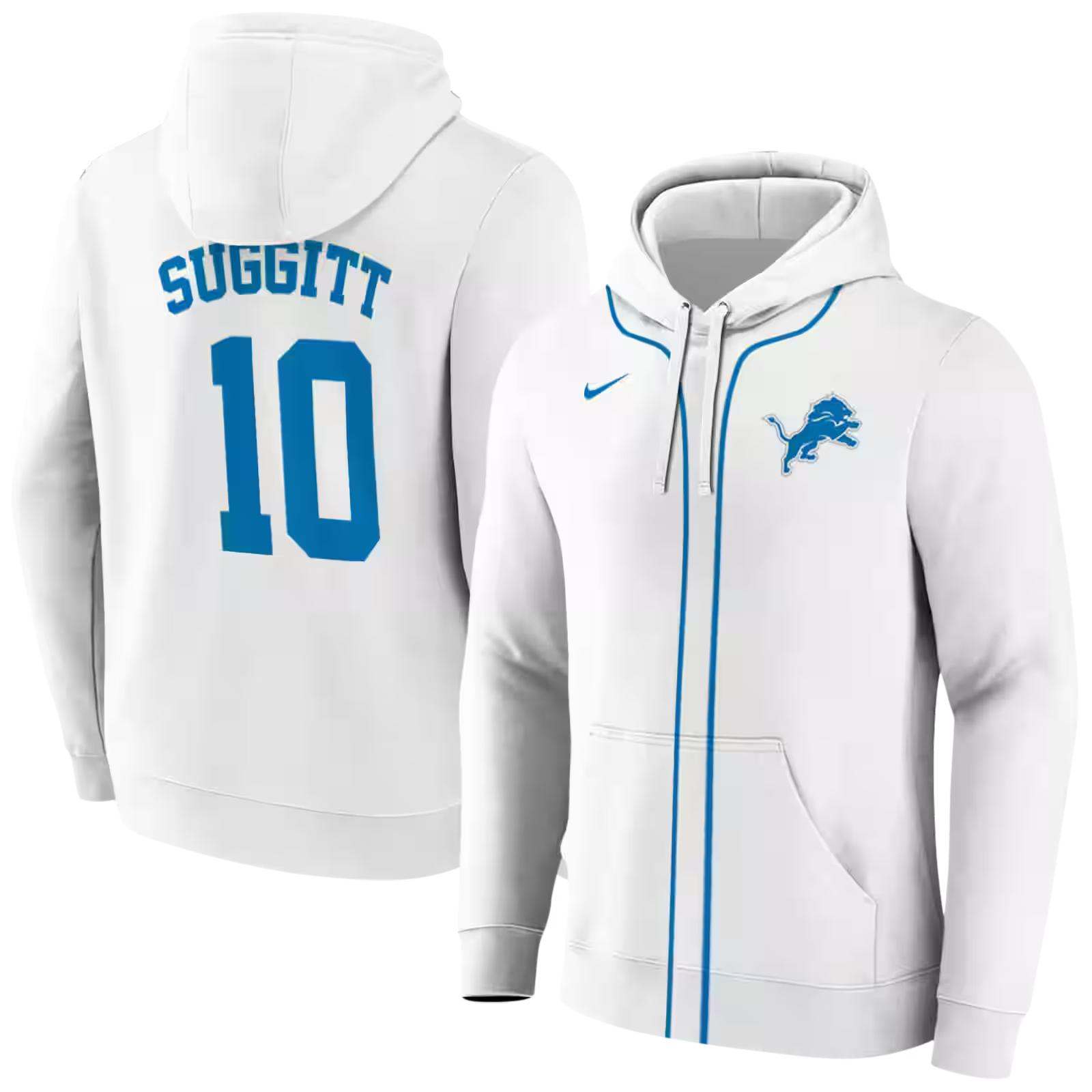 customized detroit lions sporty stripe white hoodie fashion forward