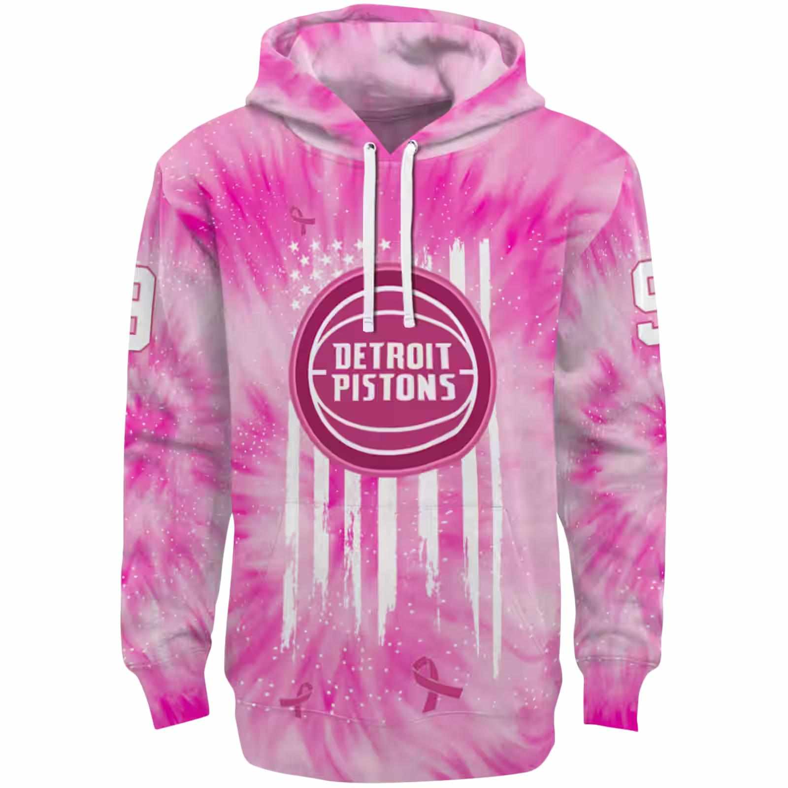 Customized Detroit Pistons Cancer Support Pink Hoodie