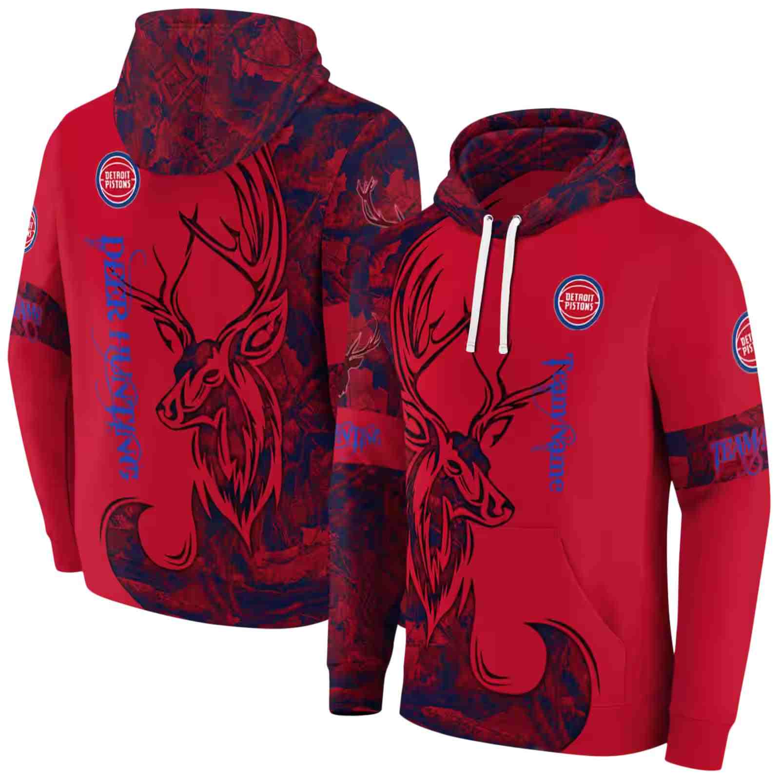 customized detroit pistons deer silhouette red hoodie fashion forward