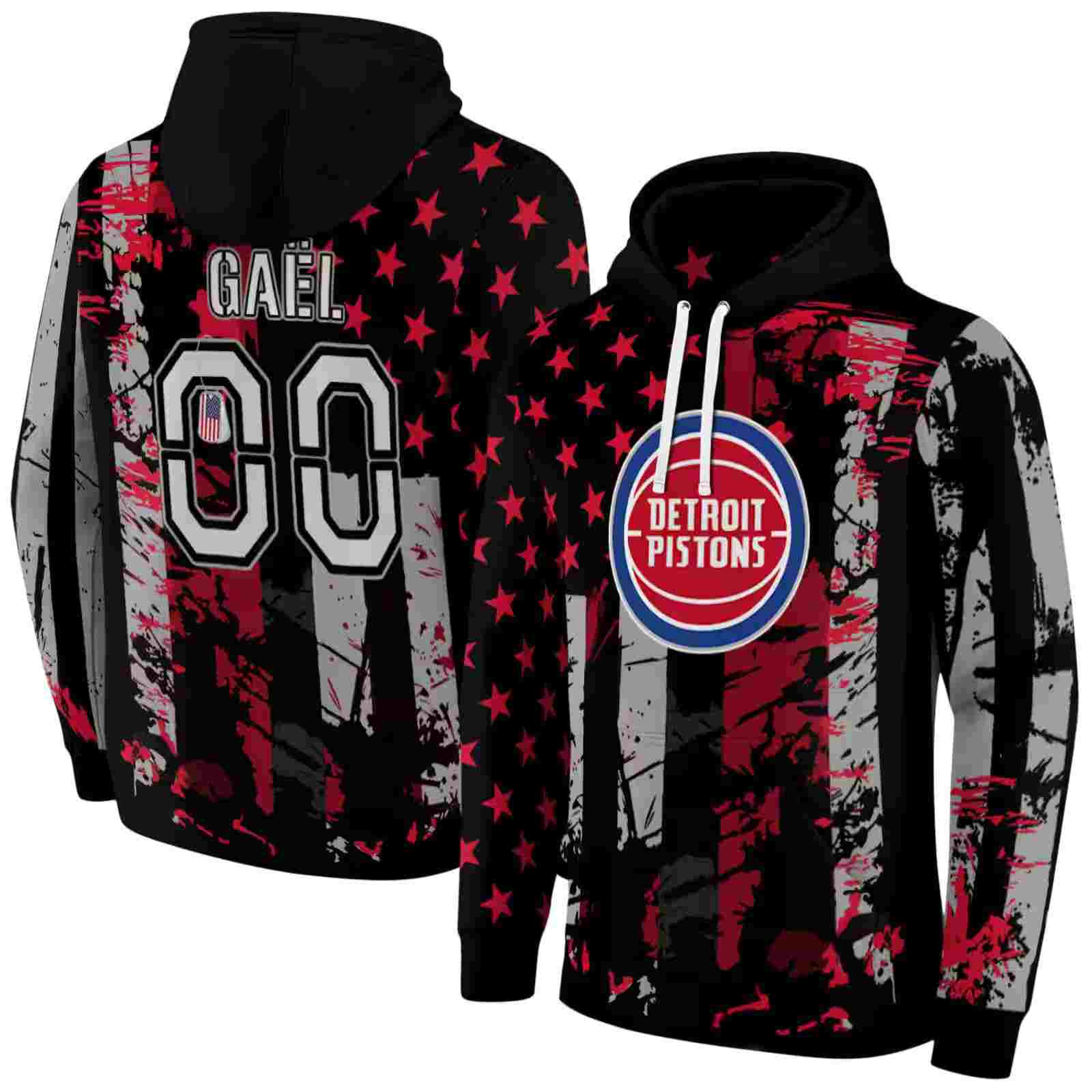 customized detroit pistons distressed flag red black hoodie fashion forward