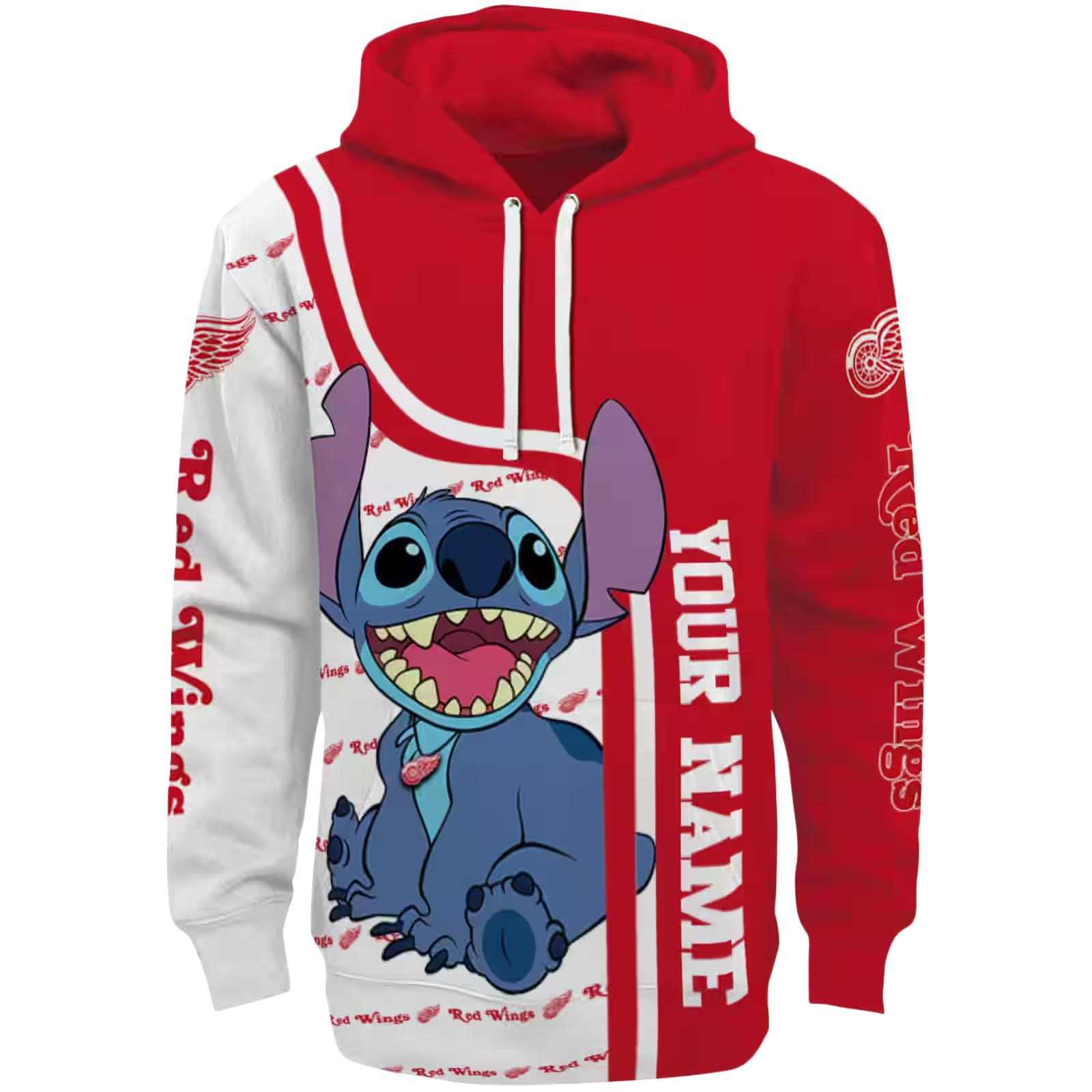 Customized Detroit Red Wings Stitch Red Hoodie