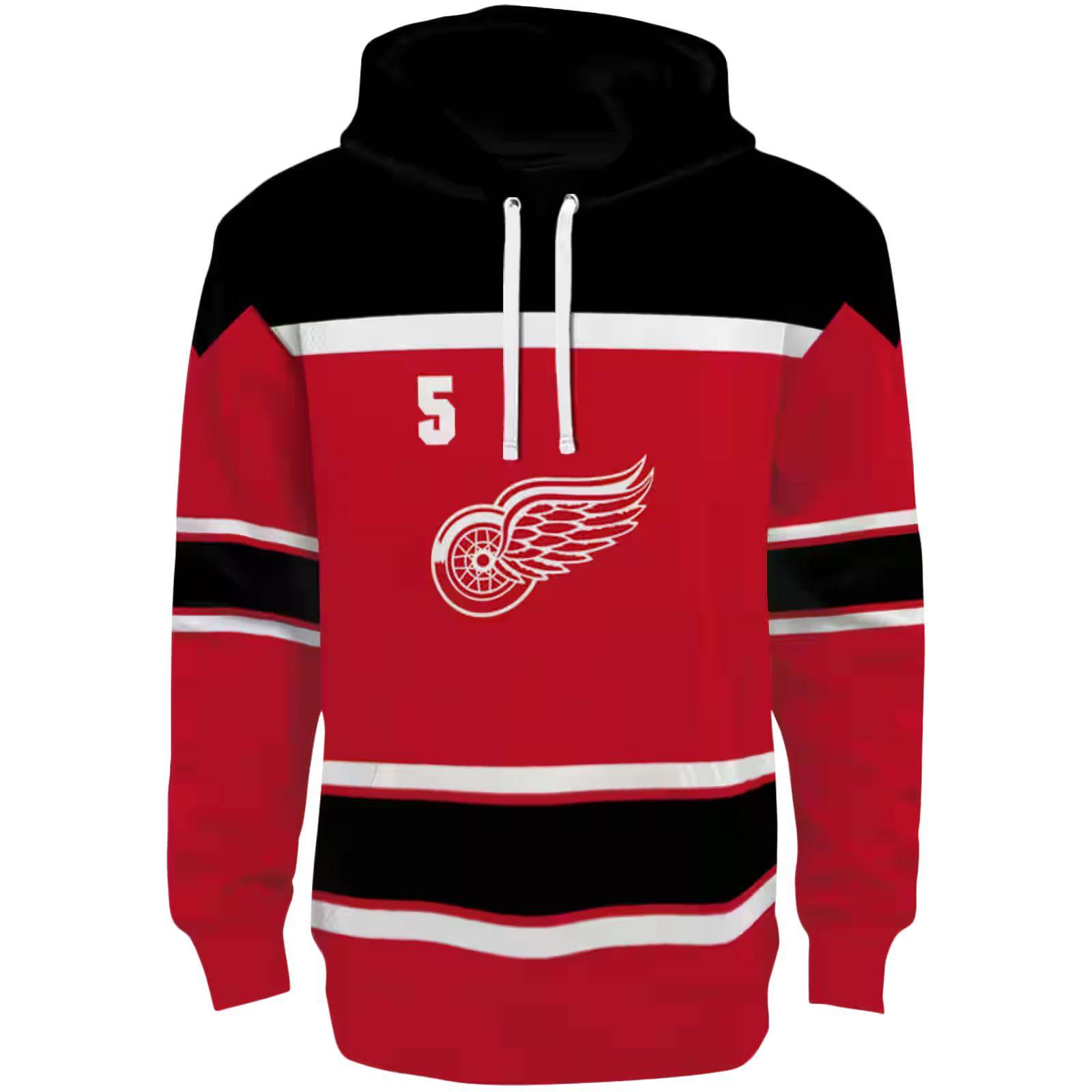 Customized Detroit Red Wings Striped Pattern Red Hoodie