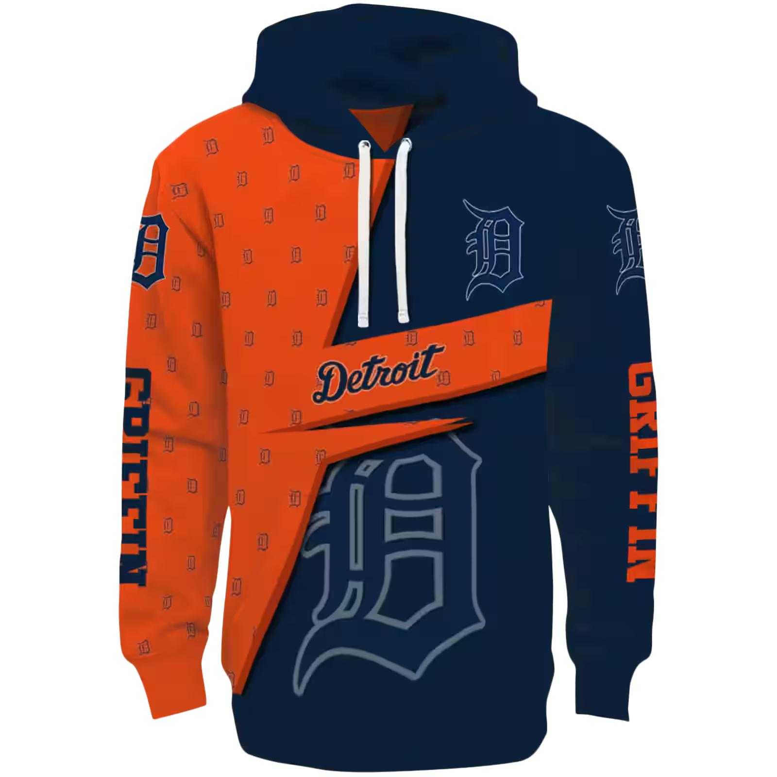 Customized Detroit Tigers Abstract Shape Navy Hoodie