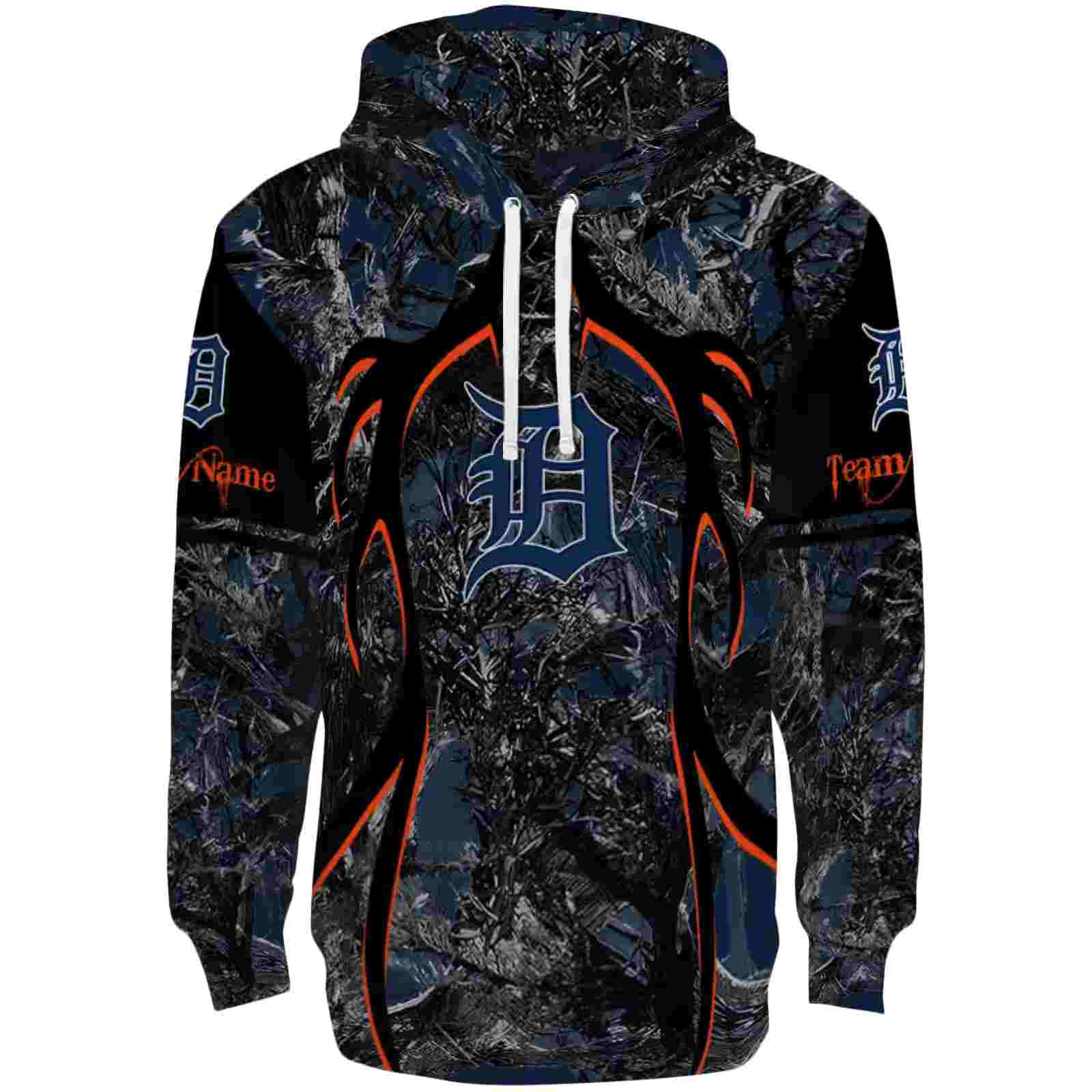 Customized Detroit Tigers Hunting Theme Navy Black Hoodie