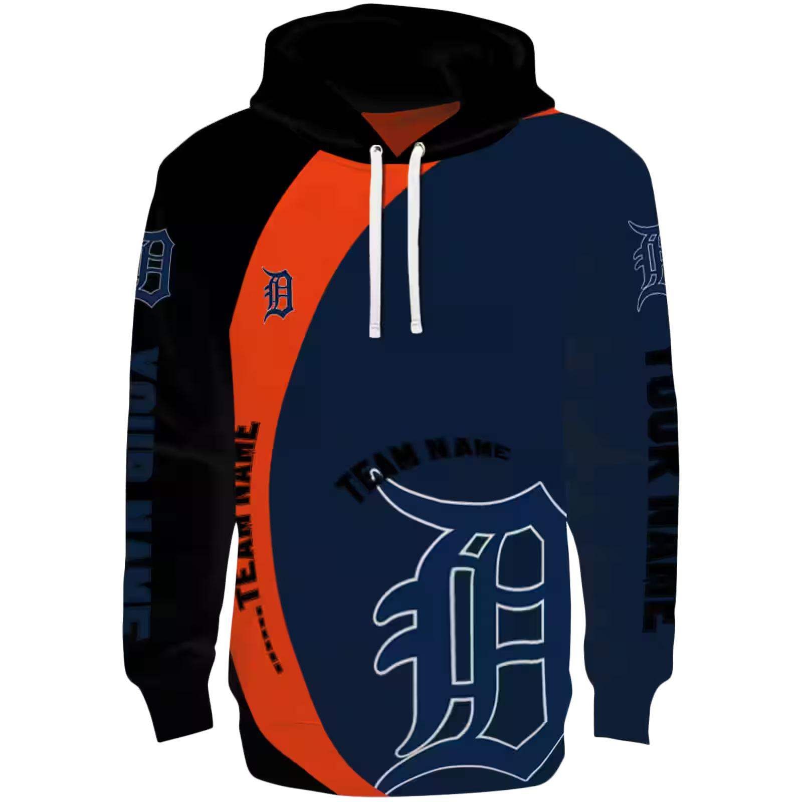 Customized Detroit Tigers Minimalist Design Navy Black Hoodie