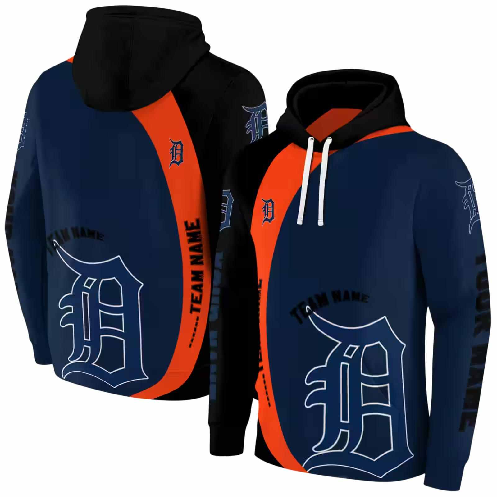 customized detroit tigers minimalist design navy black hoodie fashion forward