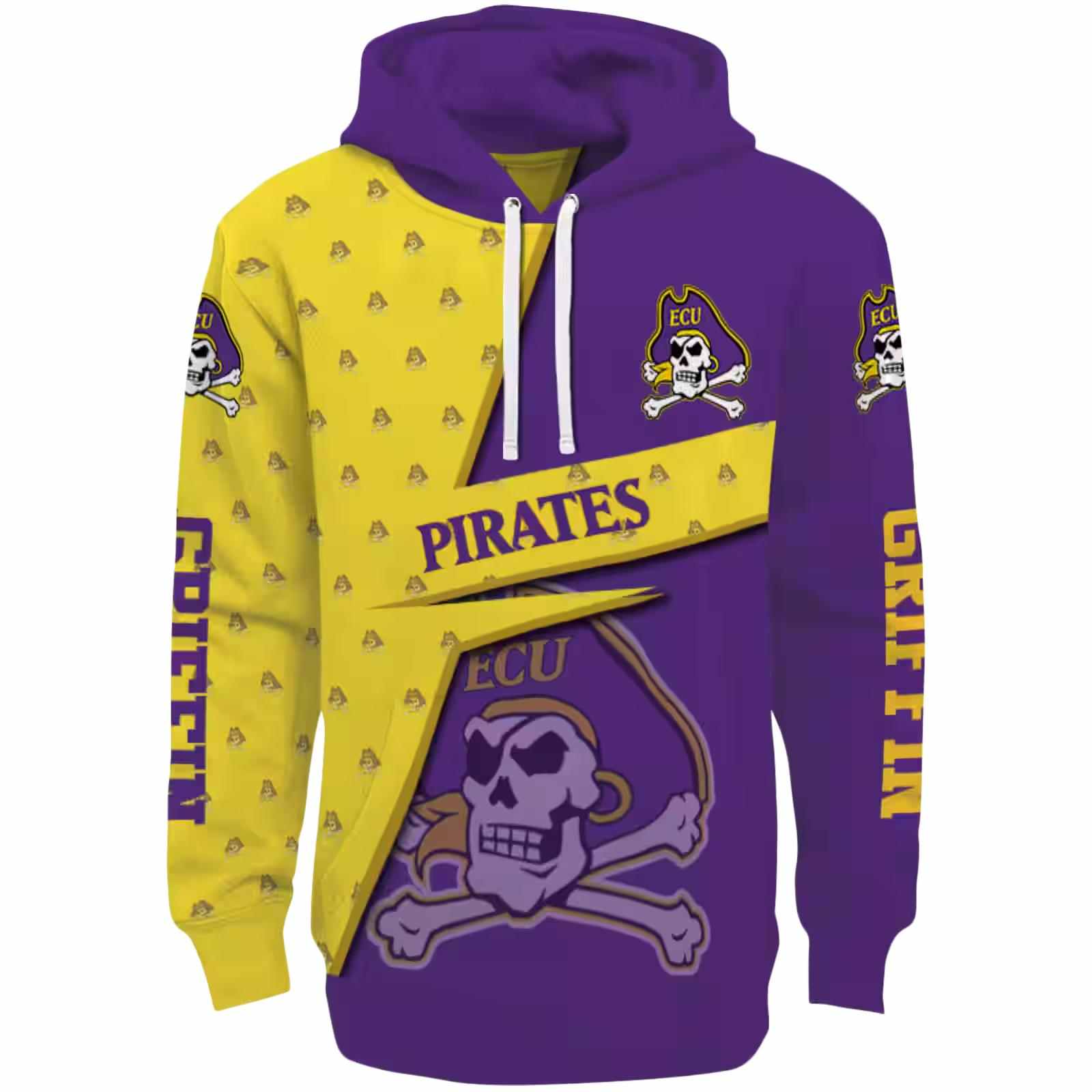 Customized East Carolina Pirates Abstract Shape Purple Hoodie